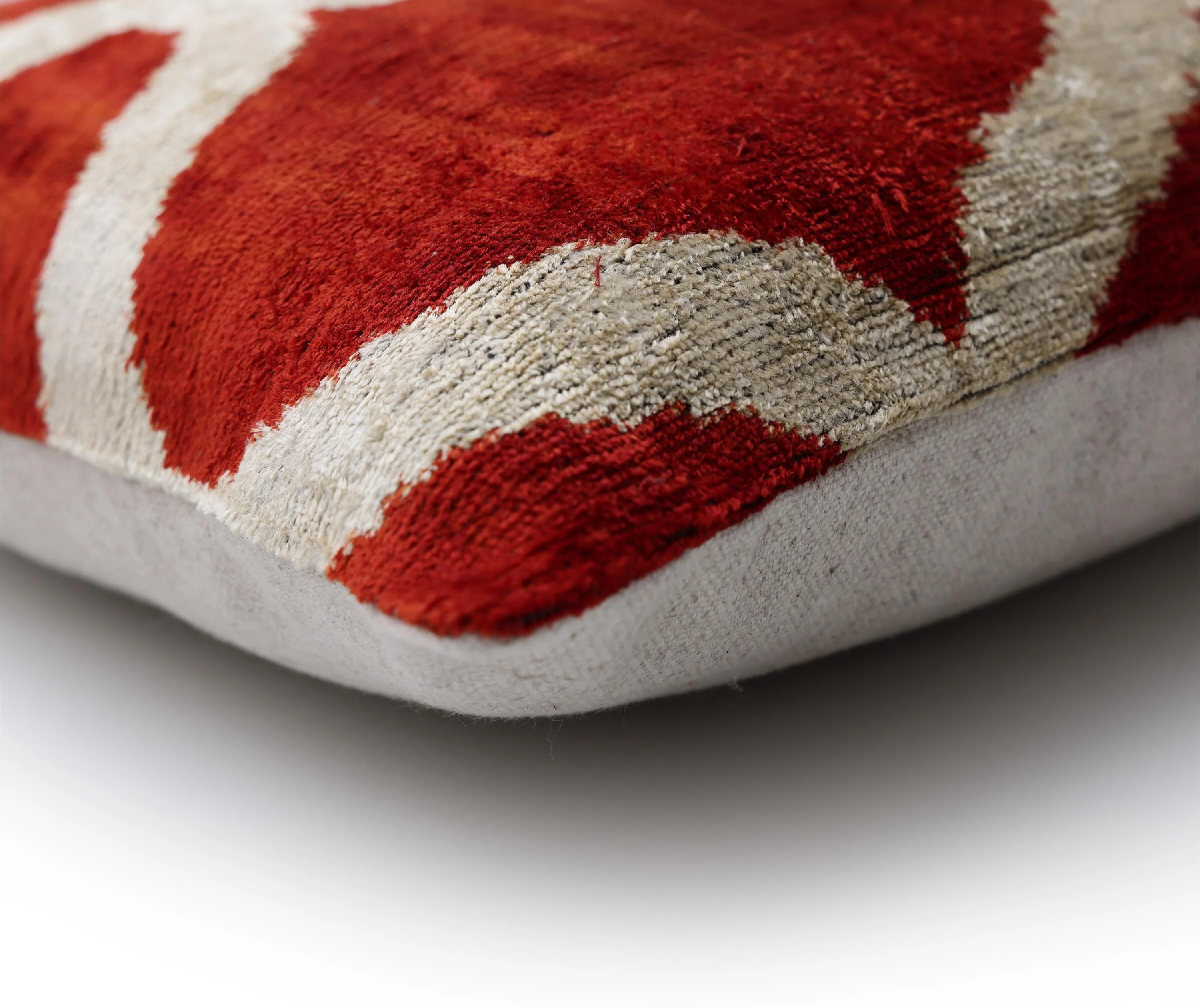 The Rust Red & Cream Ogee Silk Velvet Pillow - 20" x 20" - Image 8