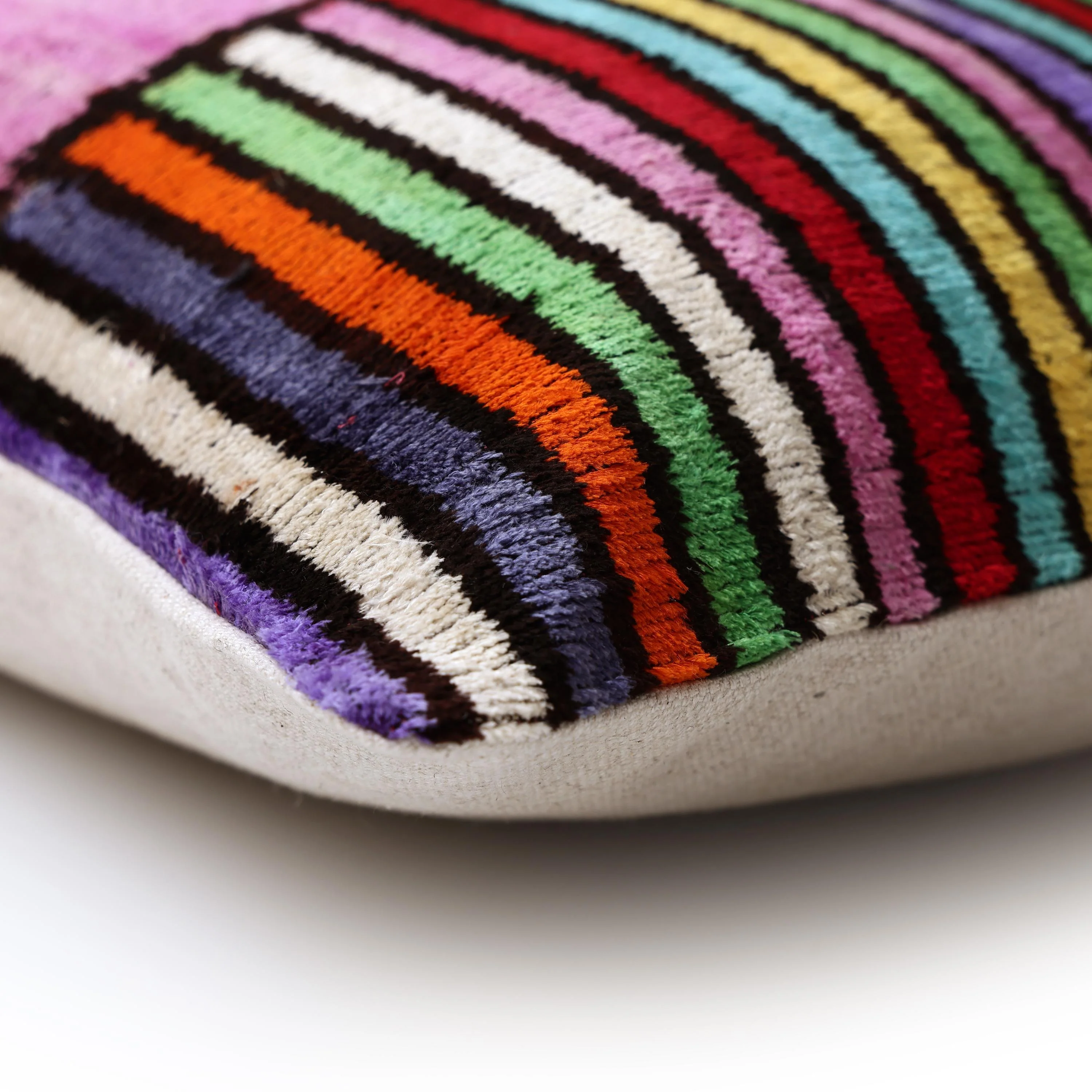 The Vibrant Multi-Color Geometric Silk Velvet Pillow - 20" x 20" - Image 8