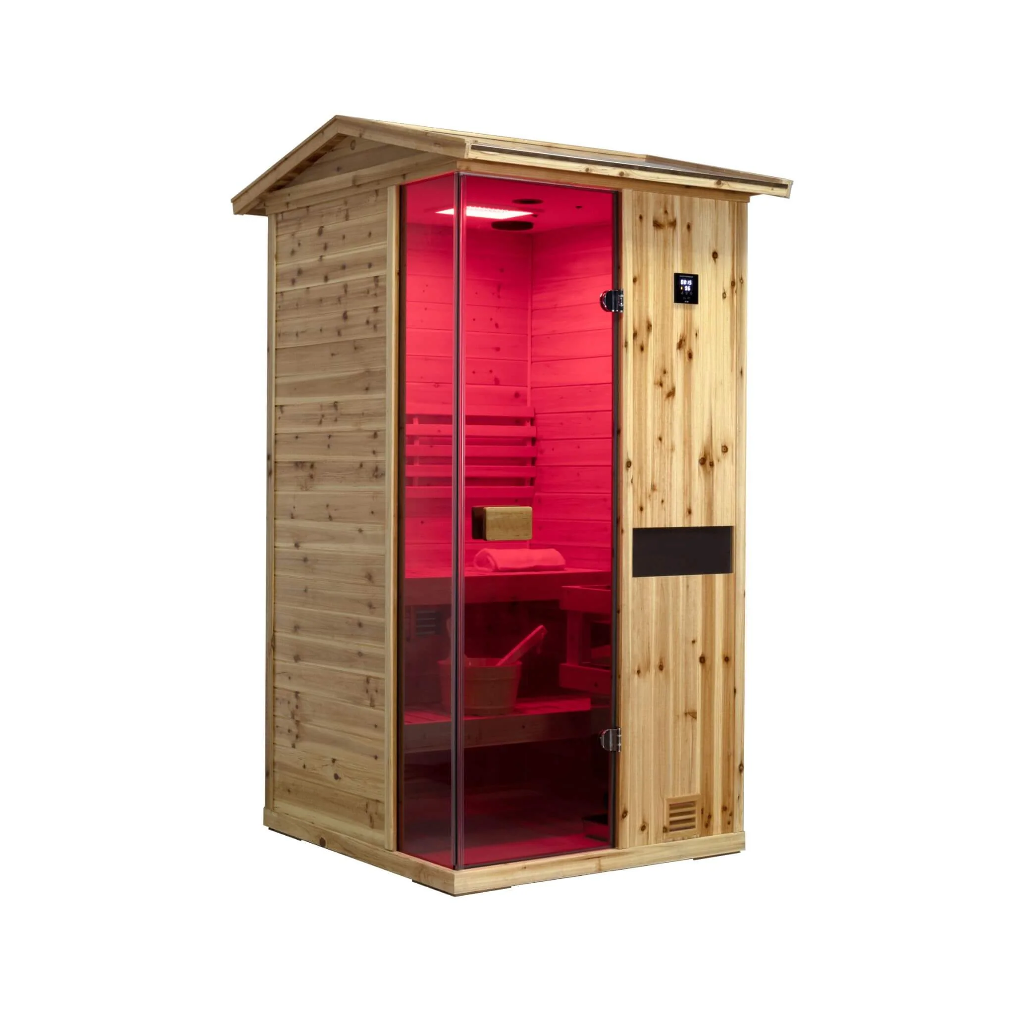 Thermora Nova 1-Person Outdoor Weather-Resistant Traditional Wooden Steam Sauna Room (SAK71642) - Image 3