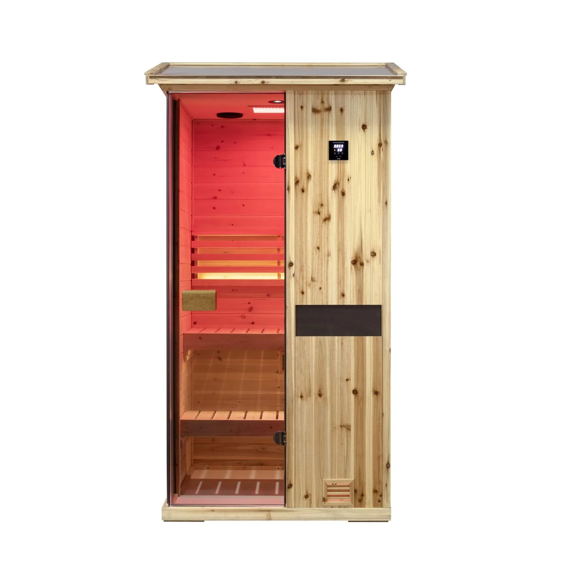 Thermora Nova 1-Person Outdoor Weather-Resistant Traditional Wooden Steam Sauna Room (SAK71642) - Image 4