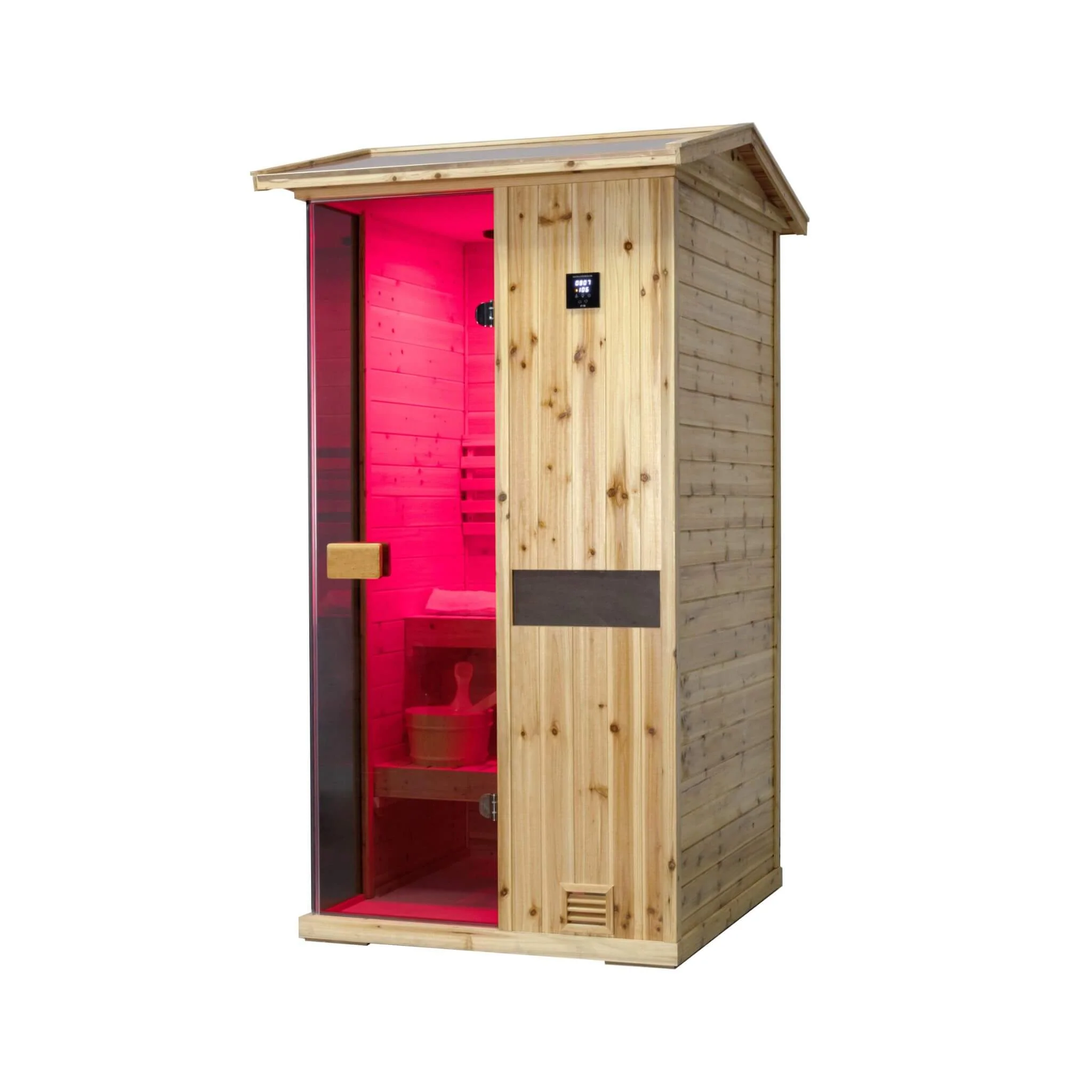 Thermora Nova 1-Person Outdoor Weather-Resistant Traditional Wooden Steam Sauna Room (SAK71642) - Image 5