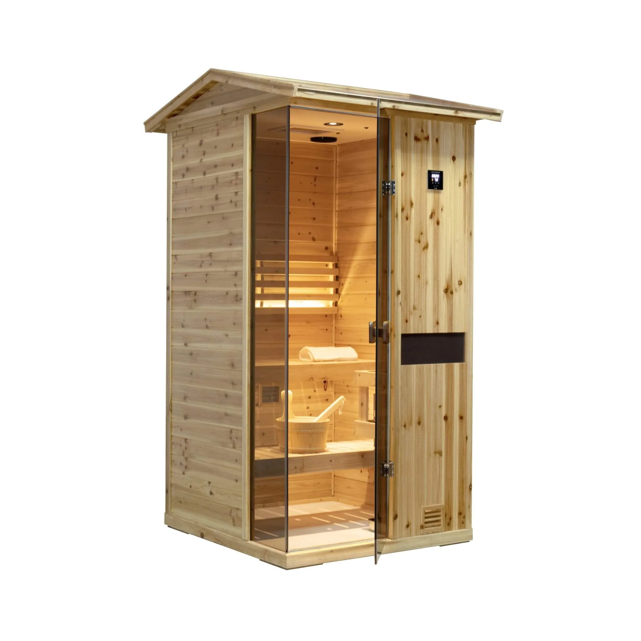 Thermora Nova 1-Person Outdoor Weather-Resistant Traditional Wooden Steam Sauna Room (SAK71642) - Image 6