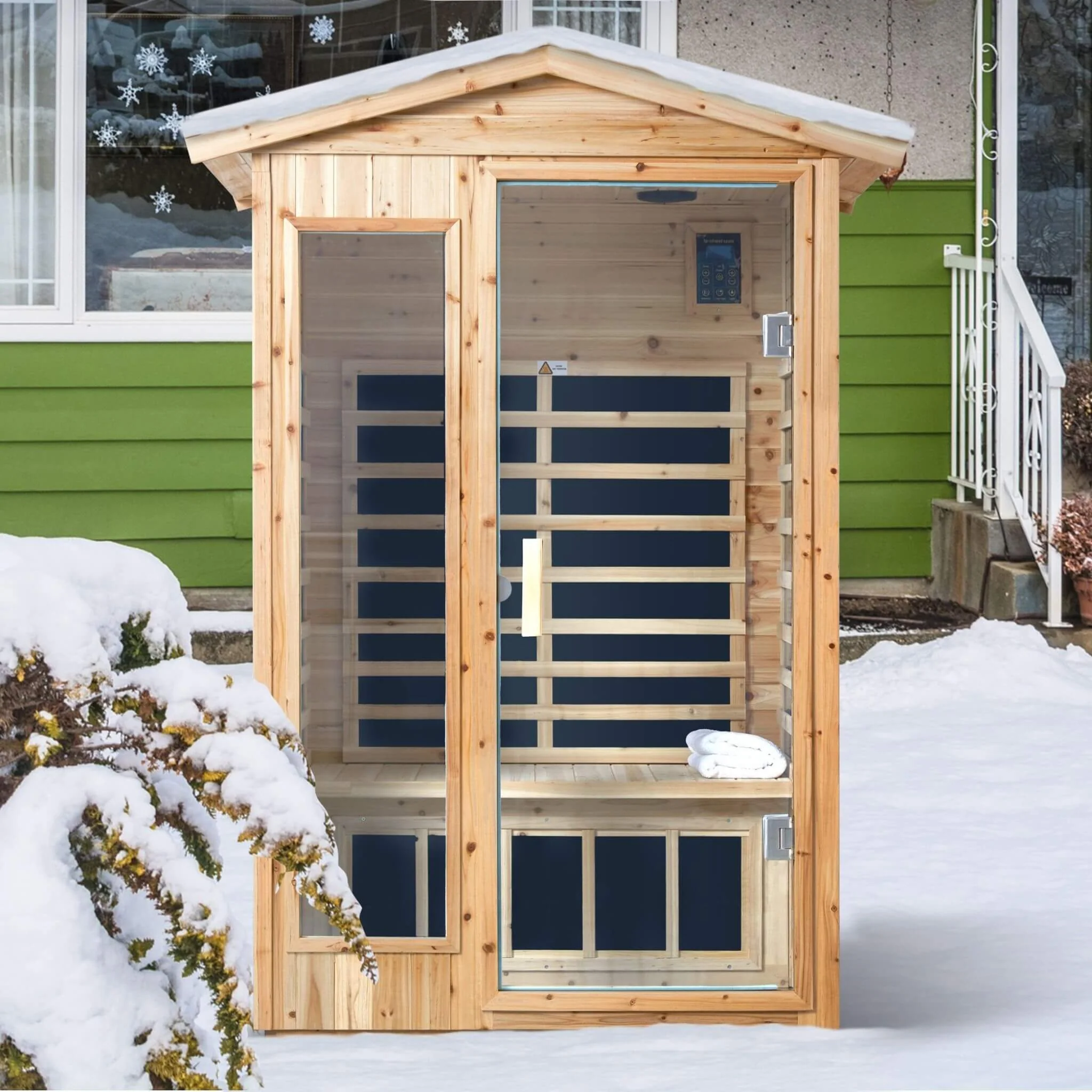 Thermora Vexa 2-Person Outdoor Infrared Sauna With Bluetooth Audio And LED Lighting (SAK28694) - Image 3