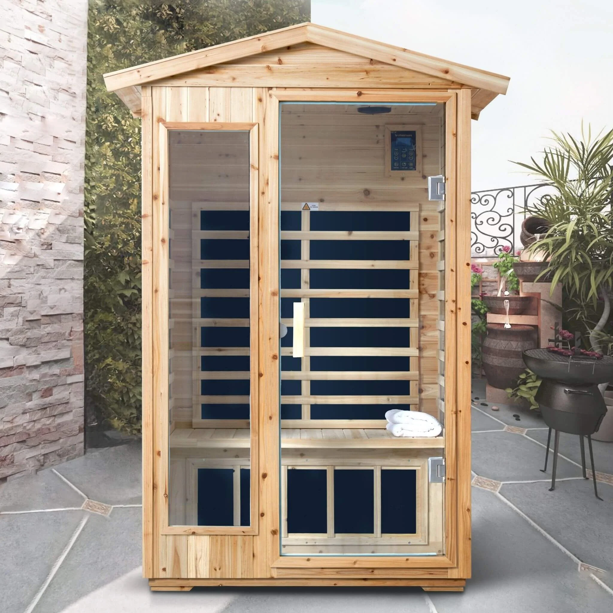Thermora Vexa 2-Person Outdoor Infrared Sauna With Bluetooth Audio And LED Lighting (SAK28694) - Image 5