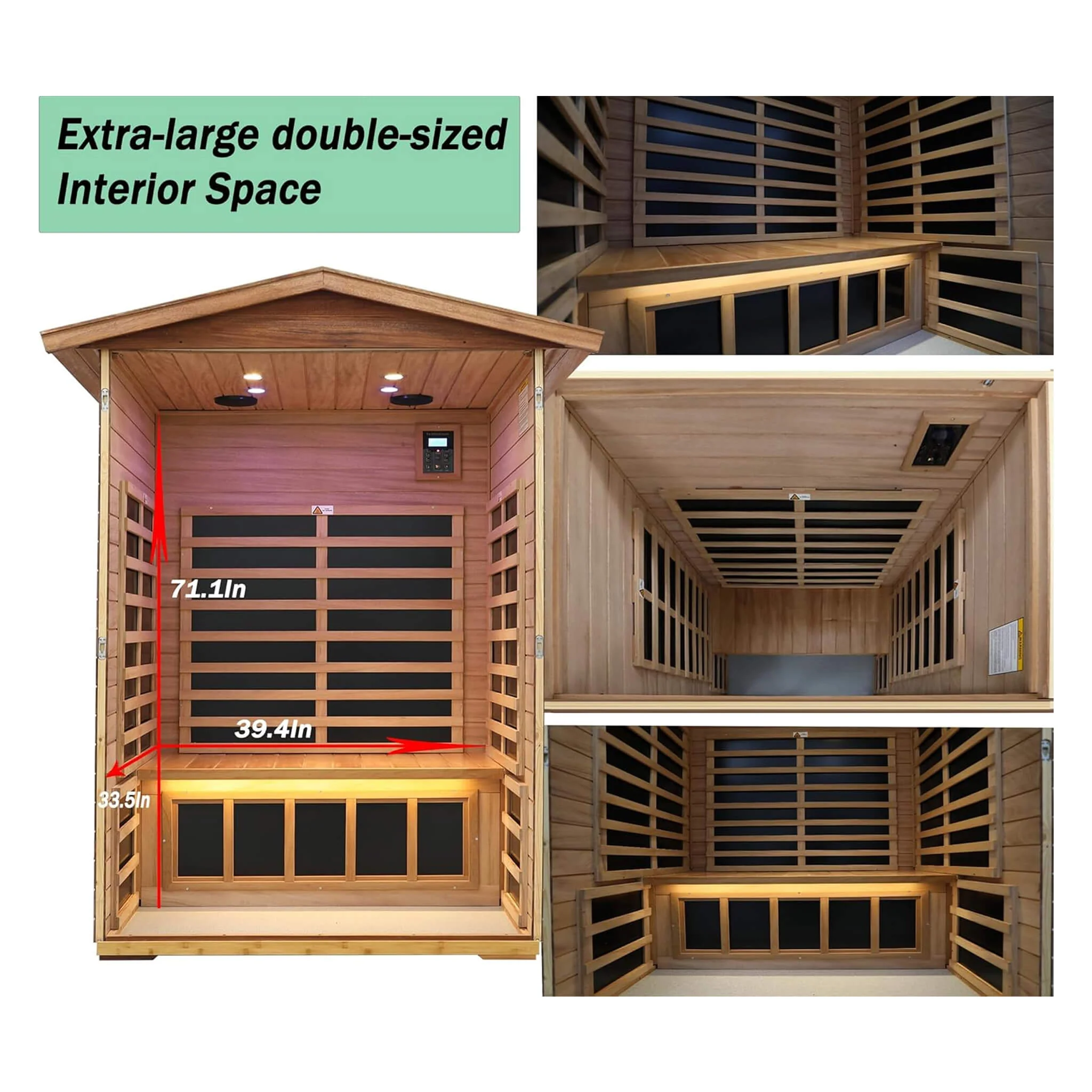 Thermora Ignis 2-Person Ultra-Low EMF Mahogany Outdoor Infrared Sauna With Bluetooth Speakers (SAK43021) - Image 4