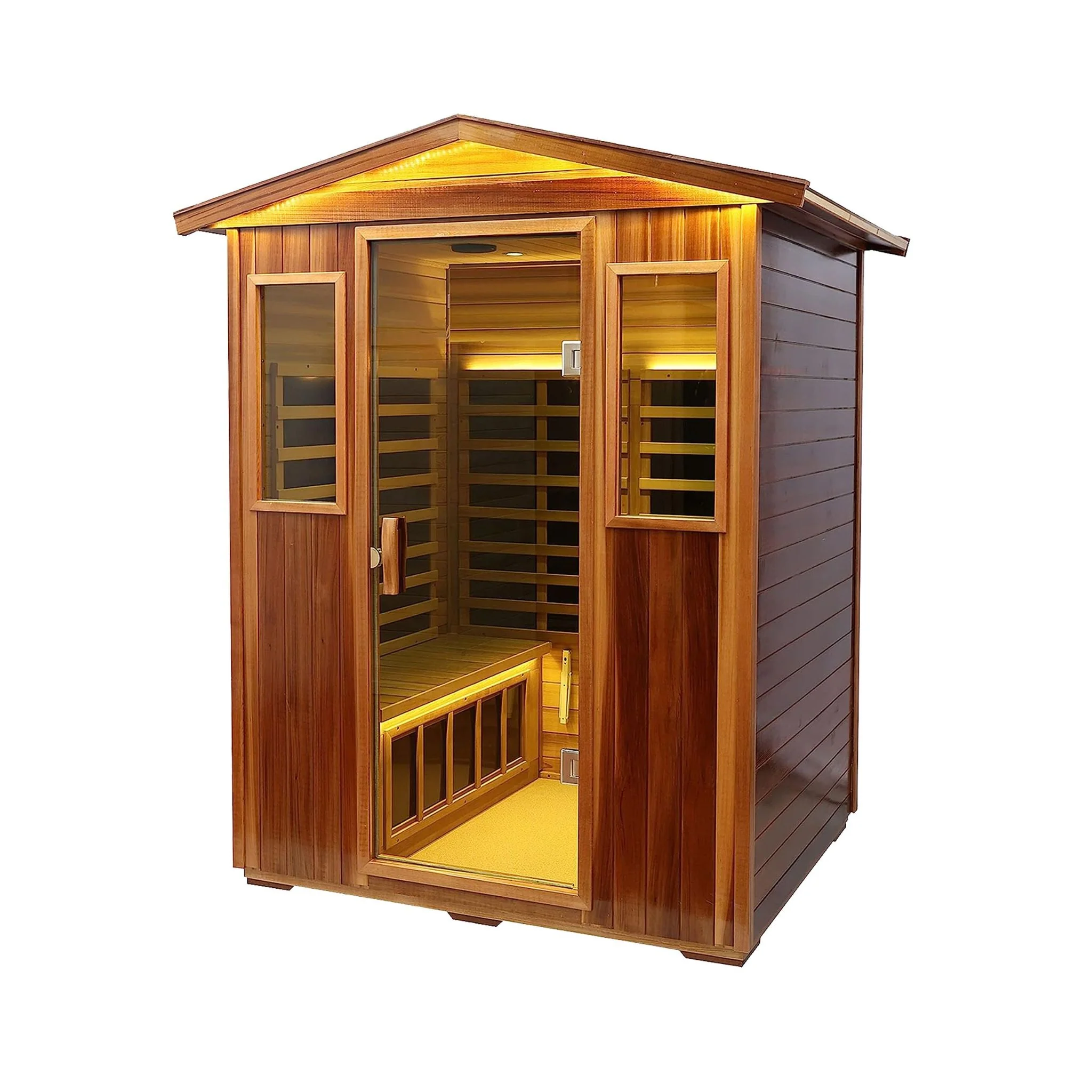 Thermora Kairo 4-Person Outdoor Infrared Hemlock Sauna With Tempered Glass Door (SAK82140) - Image 3
