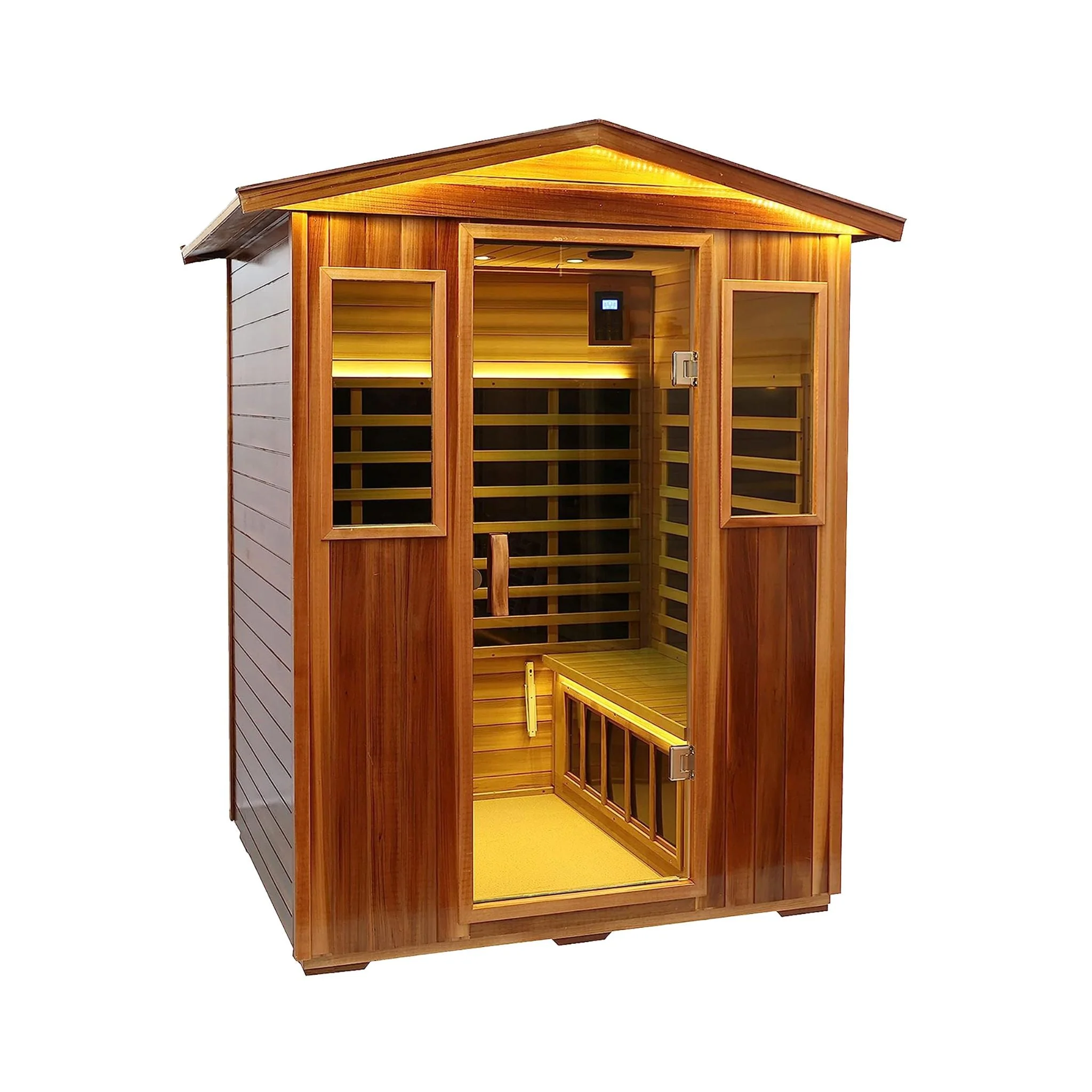 Thermora Kairo 4-Person Outdoor Infrared Hemlock Sauna With Tempered Glass Door (SAK82140) - Image 5