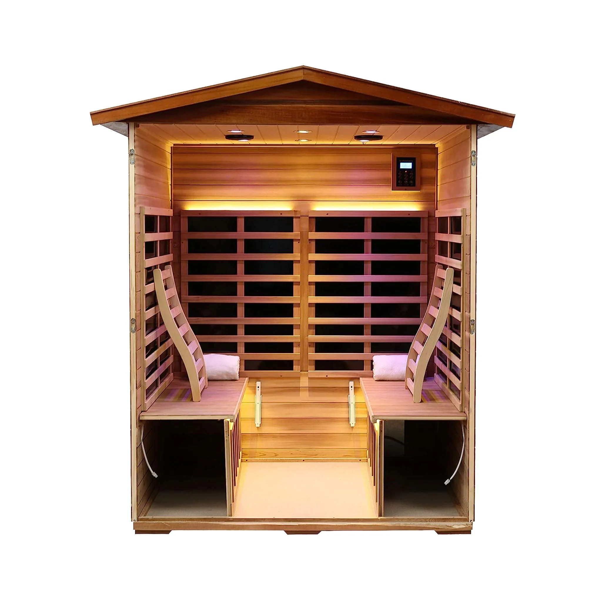 Thermora Kairo 4-Person Outdoor Infrared Hemlock Sauna With Tempered Glass Door (SAK82140) - Image 6