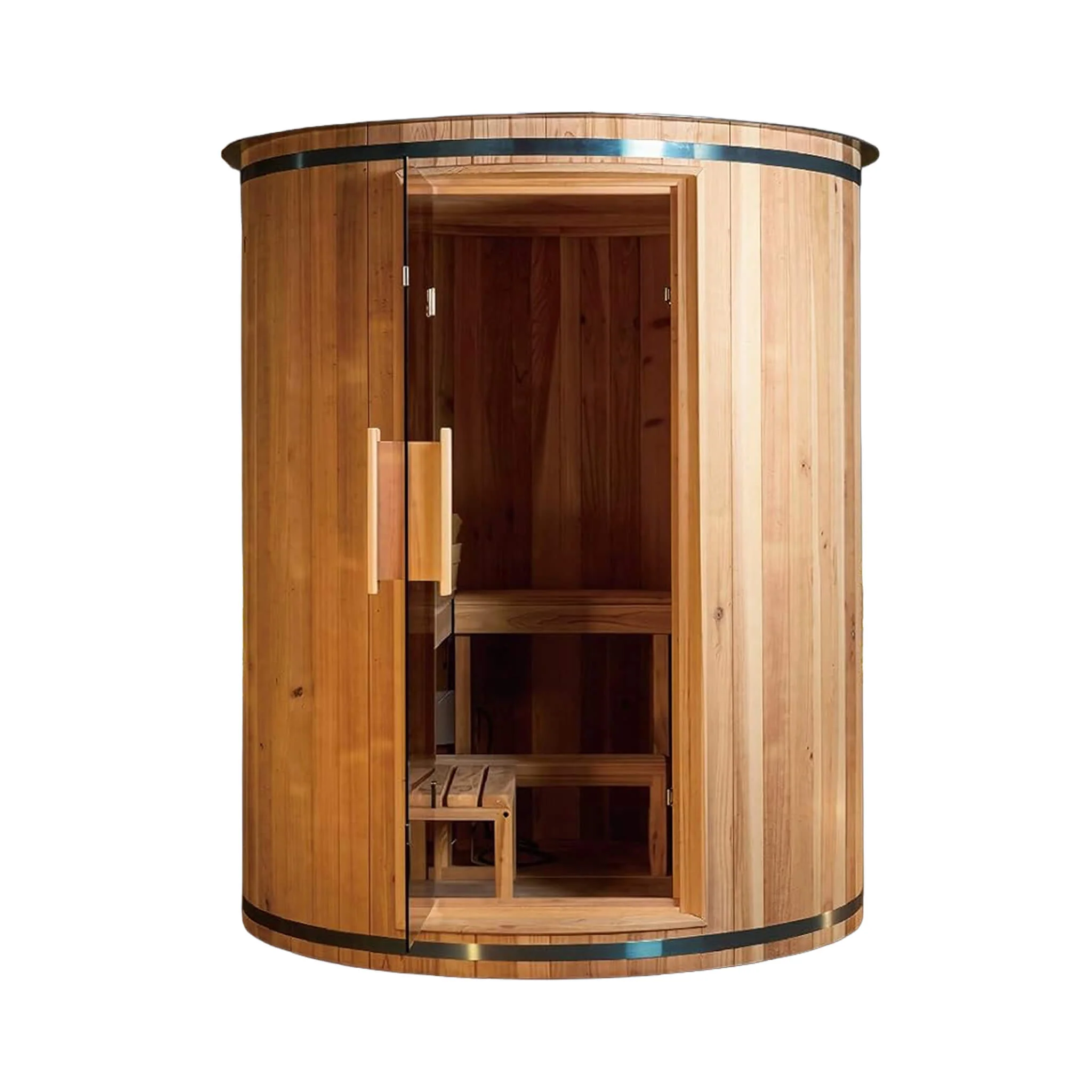 Thermora Barcelona Premium 78-Inch 4-Person Cedar Wood Outdoor Vertical Barrel Sauna With 6KW Heater, LED Lights And Stones (SAK74813) - Image 5