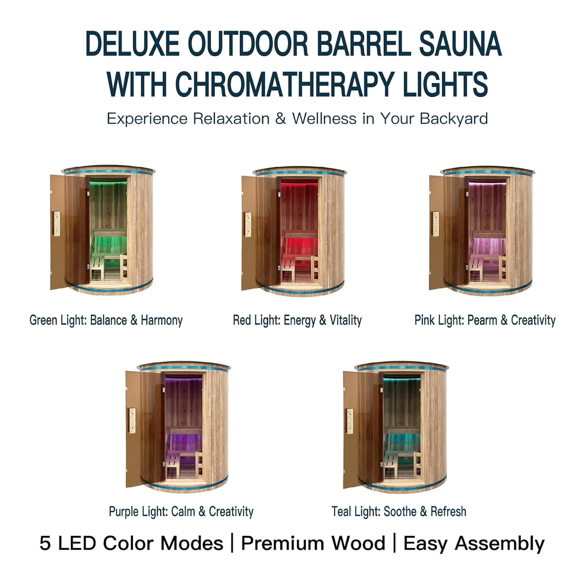 Thermora Barcelona Premium 78-Inch 4-Person Cedar Wood Outdoor Vertical Barrel Sauna With 6KW Heater, LED Lights And Stones (SAK74813) - Image 6