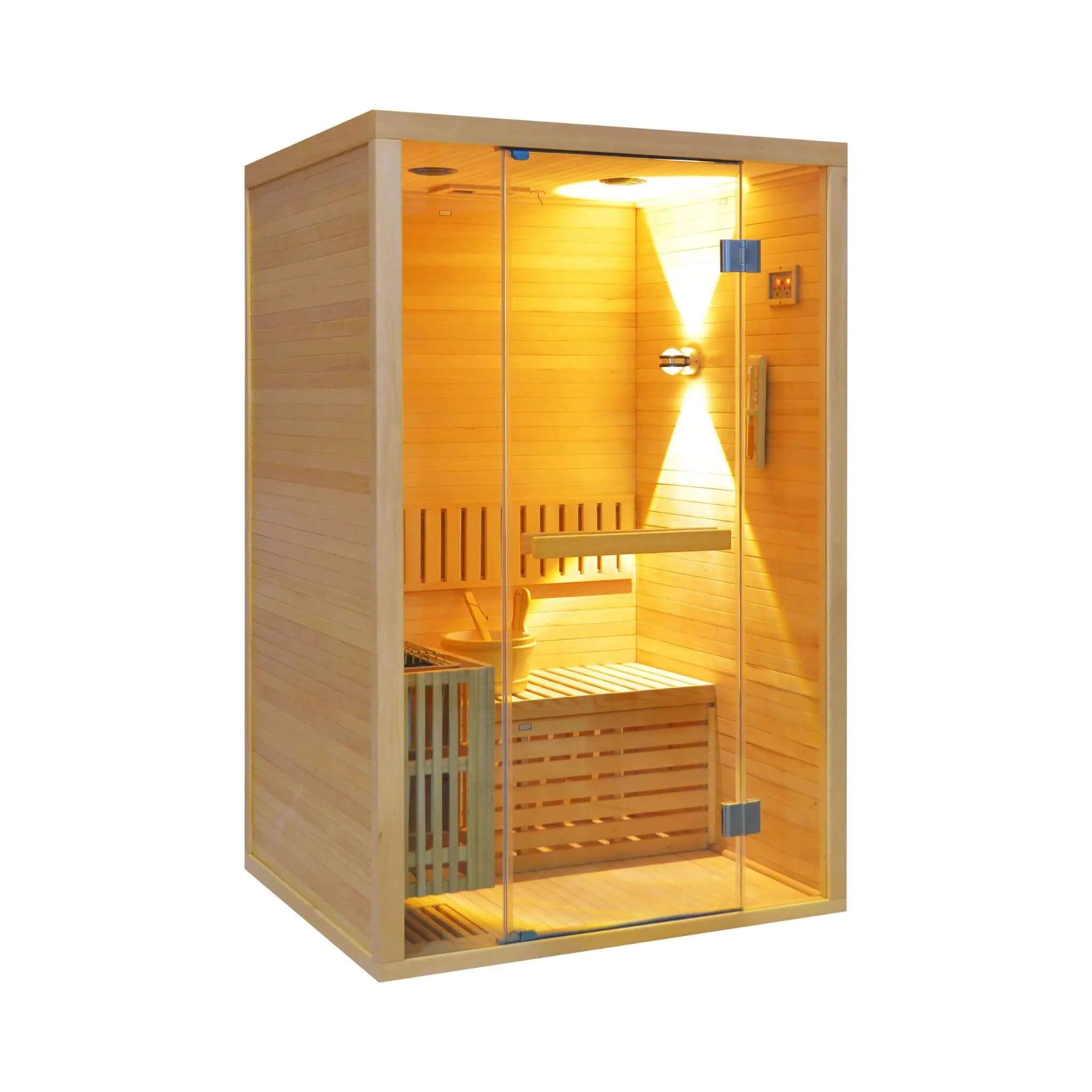 Thermora Alpine Premium 2-Person 3KW Hemlock Wood Sauna With LED Wall Light (SAK28471) - Image 9
