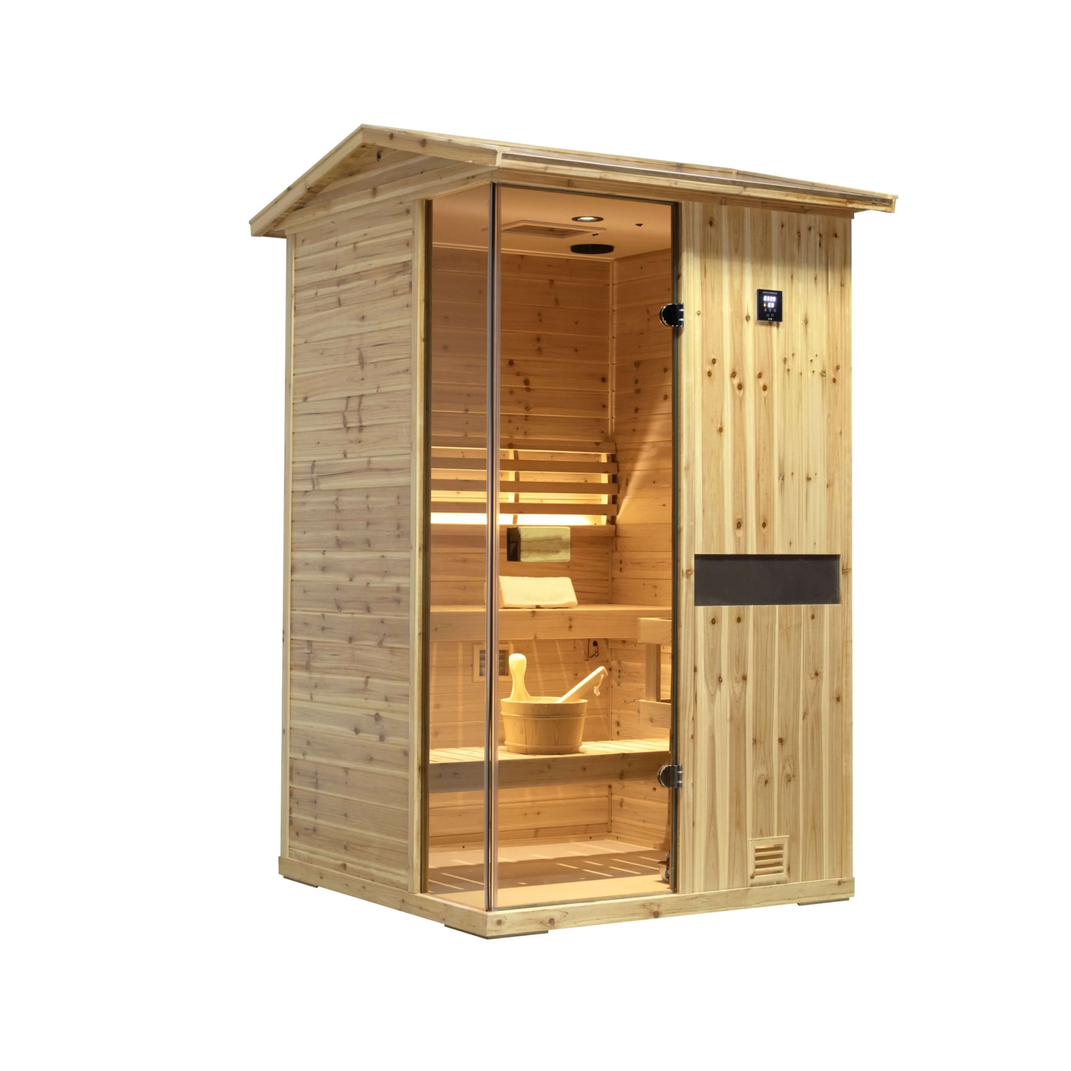 Thermora Arctic Premium 2-Person Outdoor Wooden Steam Sauna Room With Smart Control Panel And Bluetooth Audio (SAK52918) - Image 6
