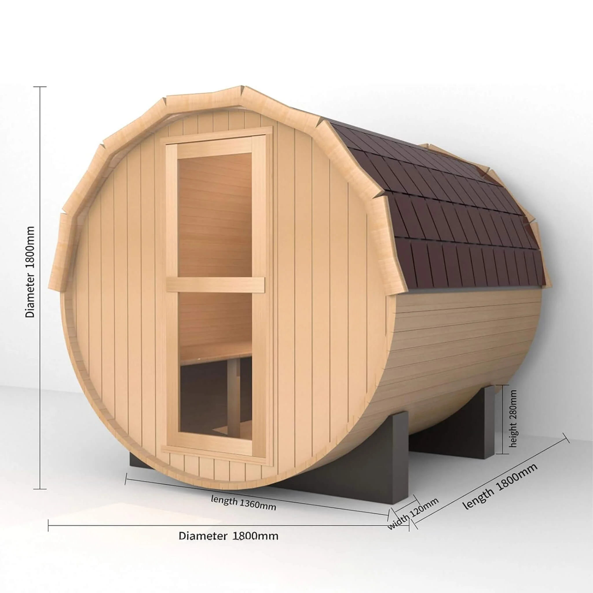 Thermora Haven Premium All-Weather Outdoor Pinewood Barrel Sauna Kit With 4.5KW Heater And Tempered Glass Window (SAK91462) - Image 14