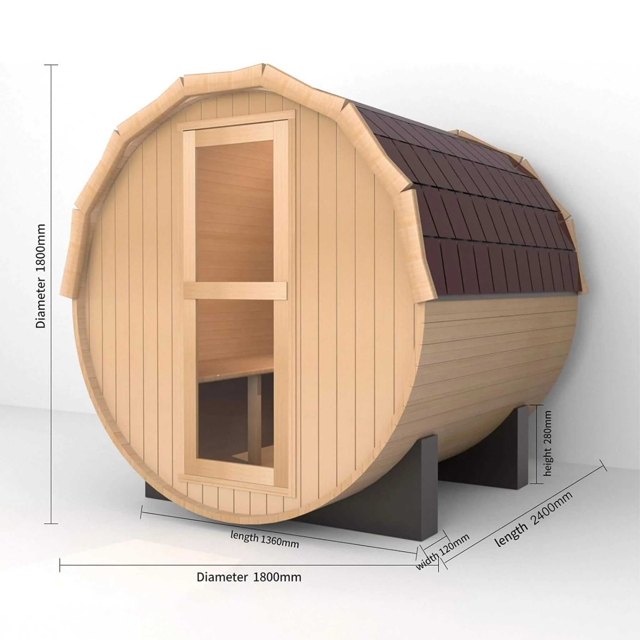 Thermora Haven Premium All-Weather Outdoor Pinewood Barrel Sauna Kit With 4.5KW Heater And Tempered Glass Window (SAK91462) - Image 15