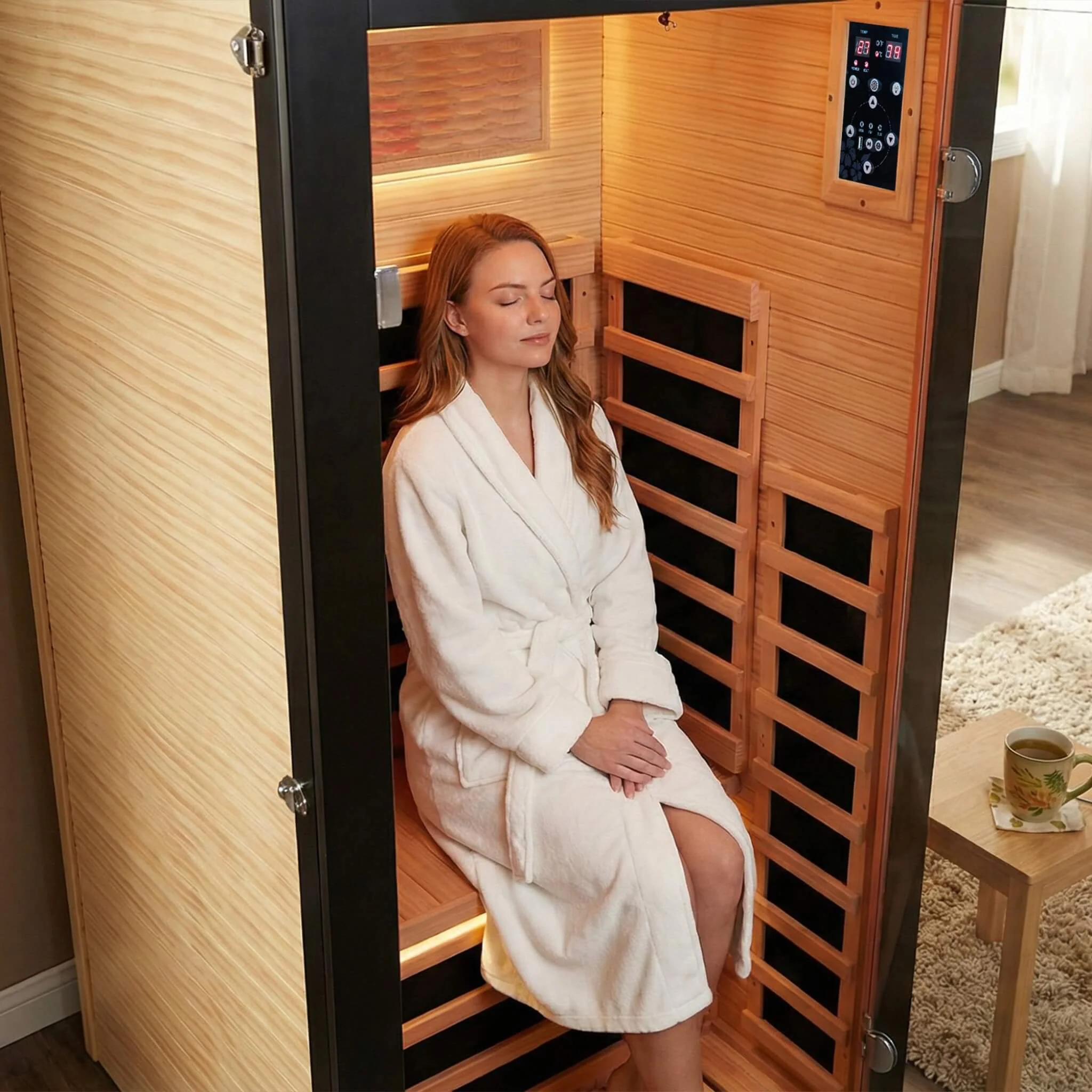 Thermora Solara Single-Person Chilean Pine Infrared Sauna Cabin (SAK57926) - Image 4