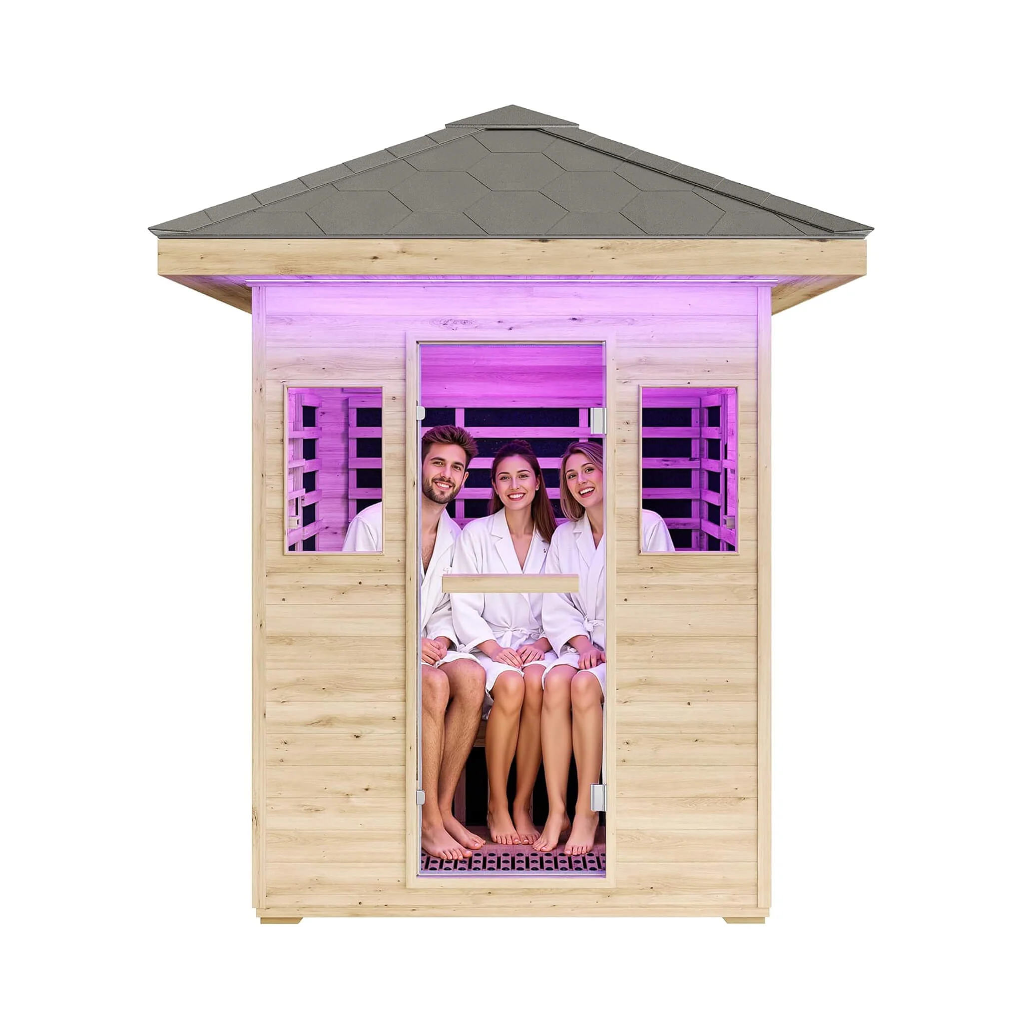 Thermora Zurich 3-Person Low EMF Spruce Wood Outdoor Infrared Sauna With Bluetooth Speakers And LED Lights (SAK59047) - Image 10