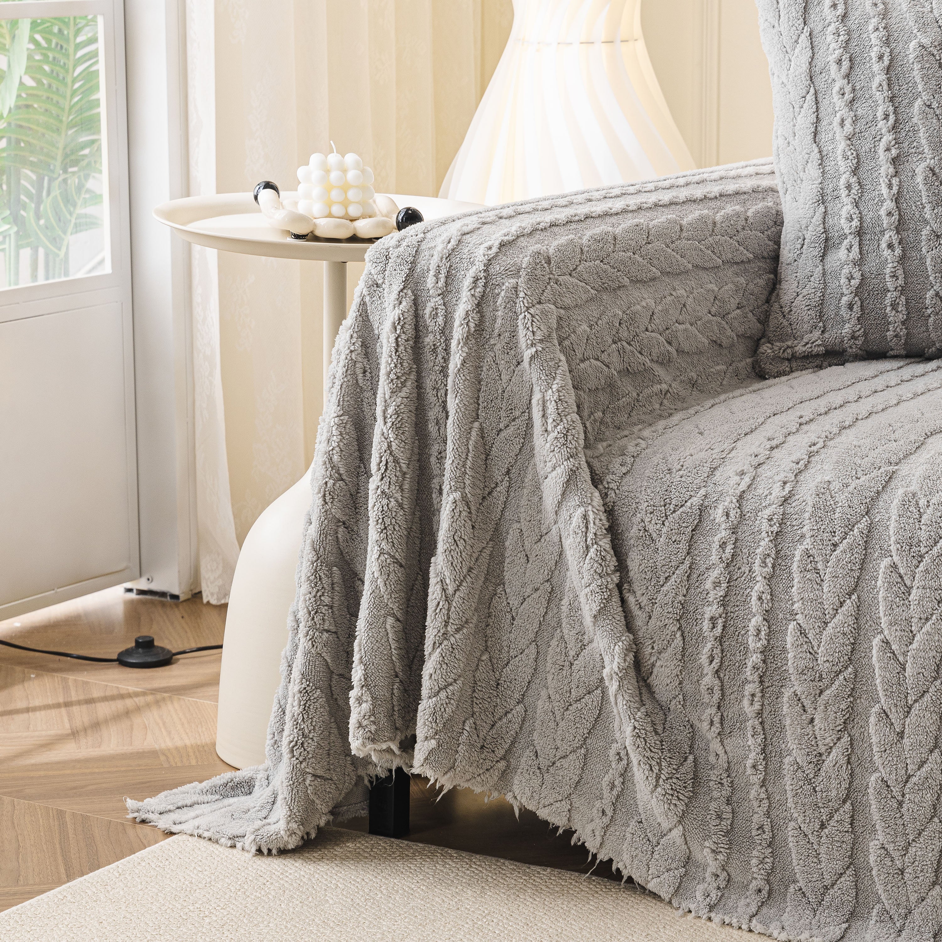 Thick Cozy 3D Cable Sofa Throw Cover, Plush Jacquard Warm Fleece Throw Blanket - Image 12