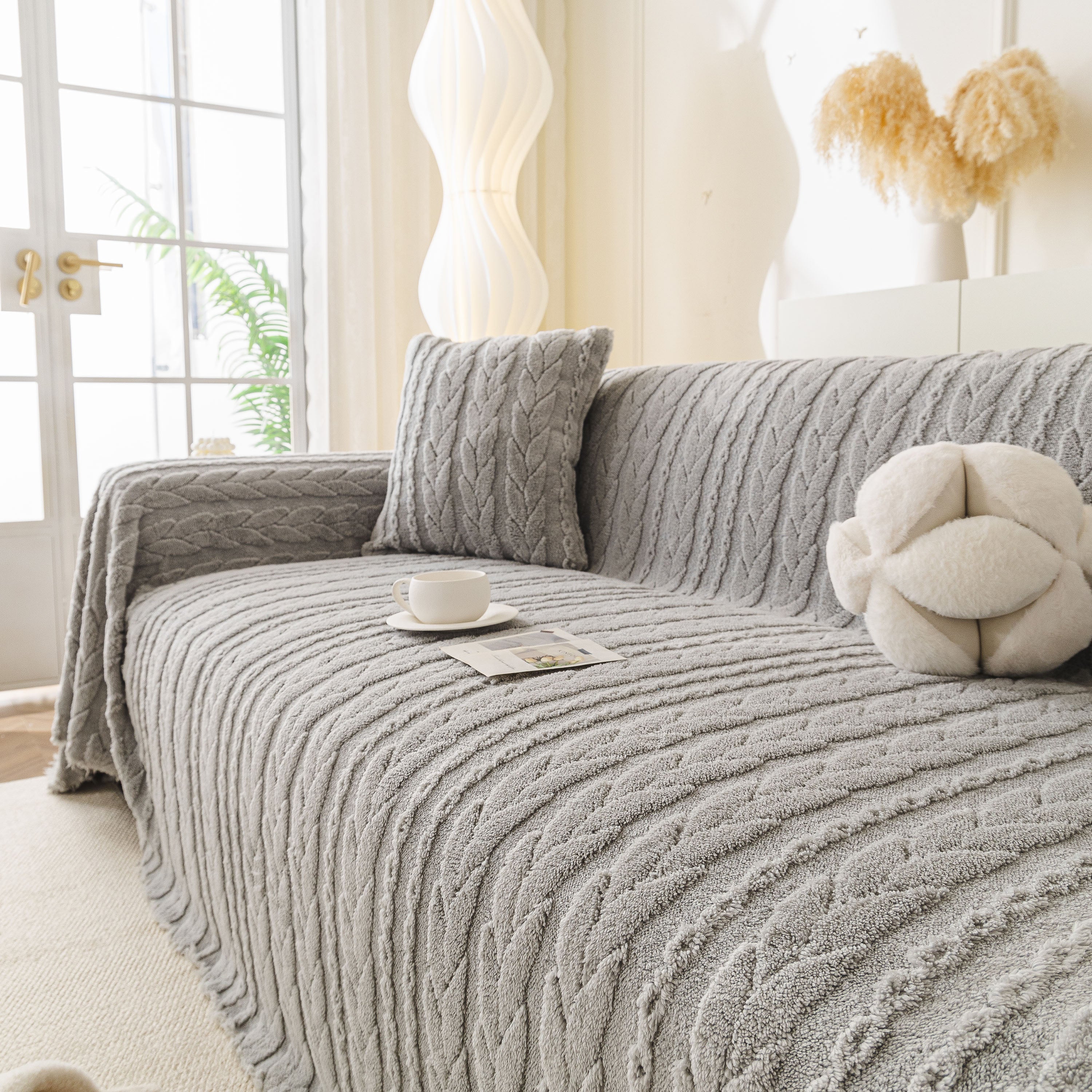 Thick Cozy 3D Cable Sofa Throw Cover, Plush Jacquard Warm Fleece Throw Blanket - Image 13