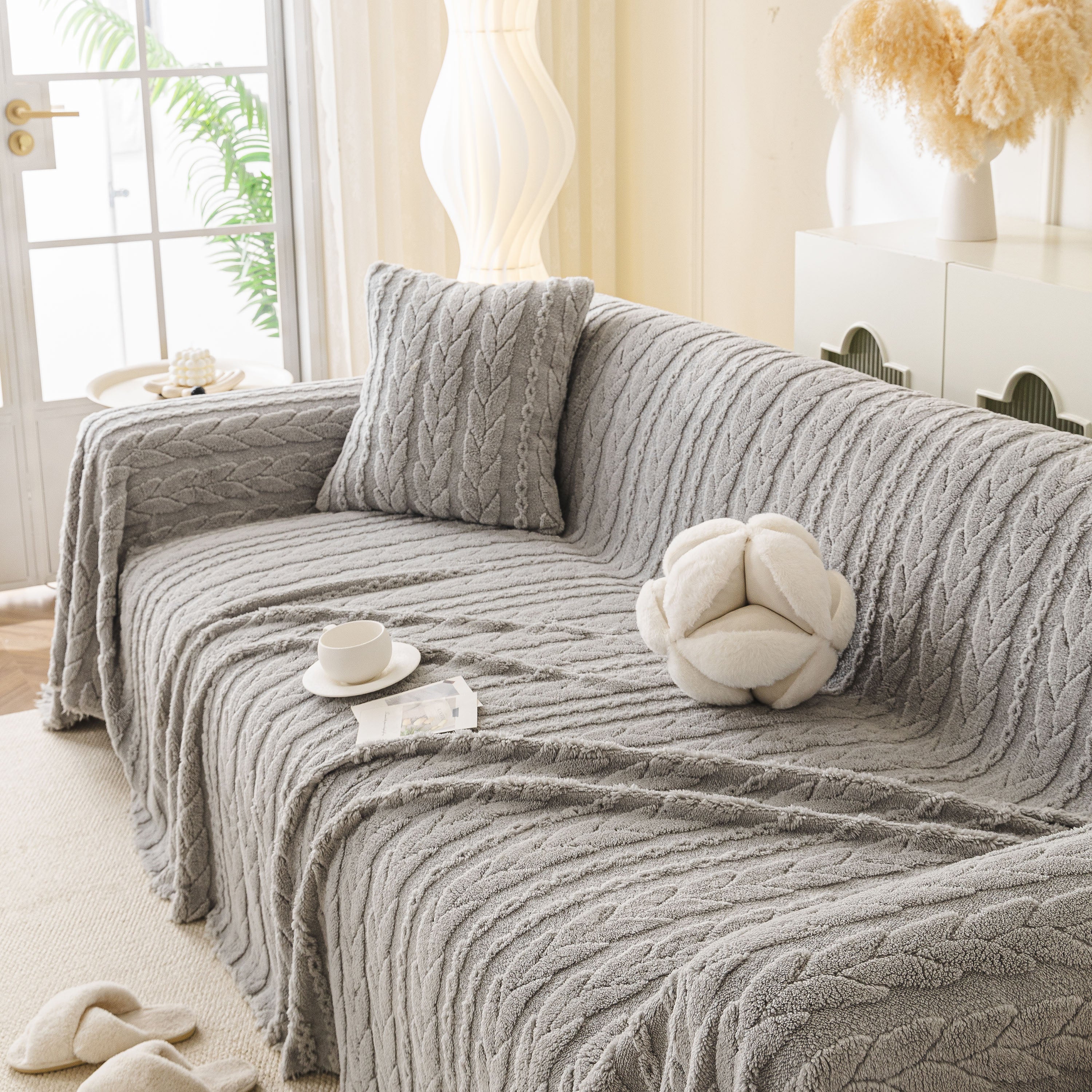 Thick Cozy 3D Cable Sofa Throw Cover, Plush Jacquard Warm Fleece Throw Blanket - Image 14