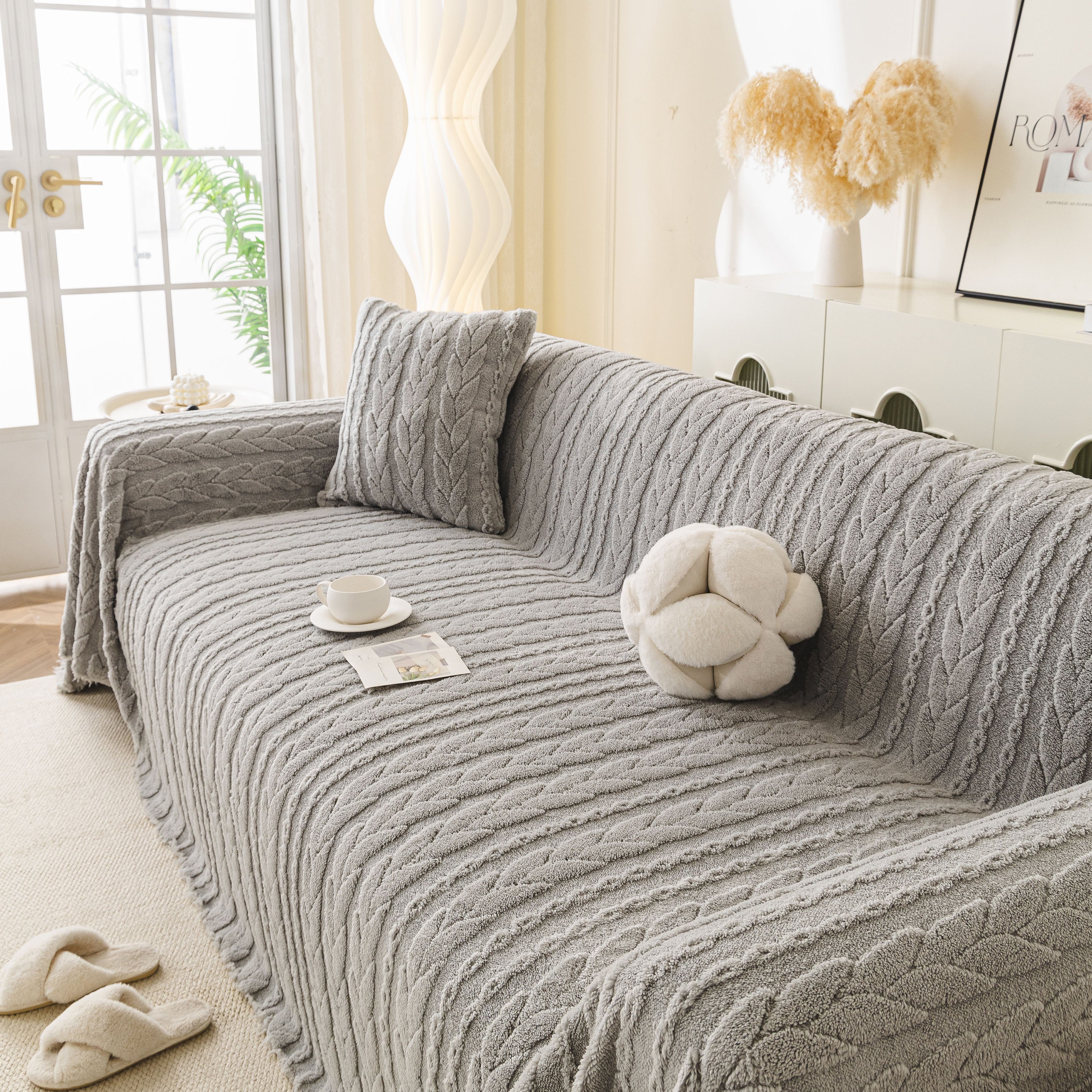 Thick Cozy 3D Cable Sofa Throw Cover, Plush Jacquard Warm Fleece Throw Blanket - Image 16