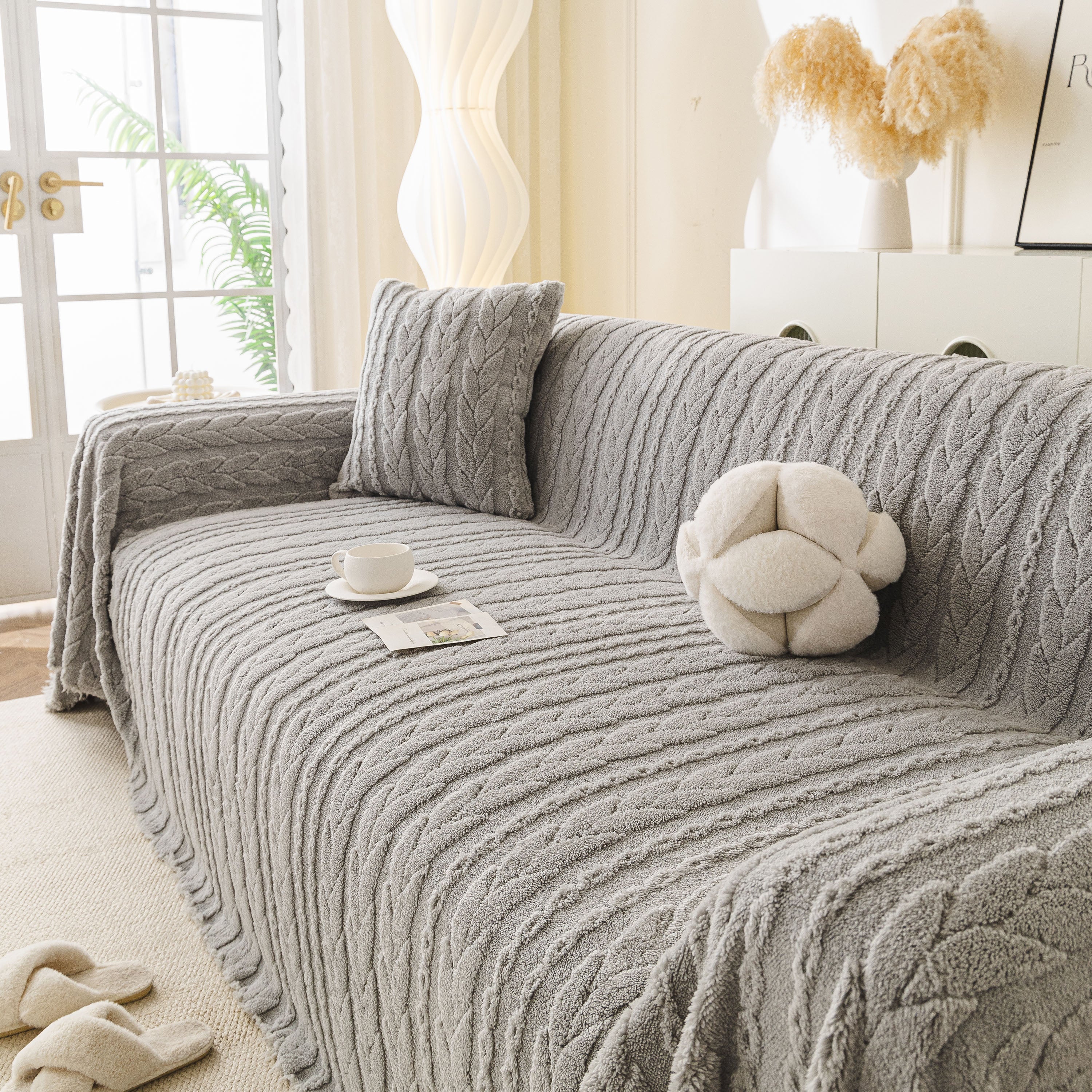 Thick Cozy 3D Cable Sofa Throw Cover, Plush Jacquard Warm Fleece Throw Blanket - Image 17