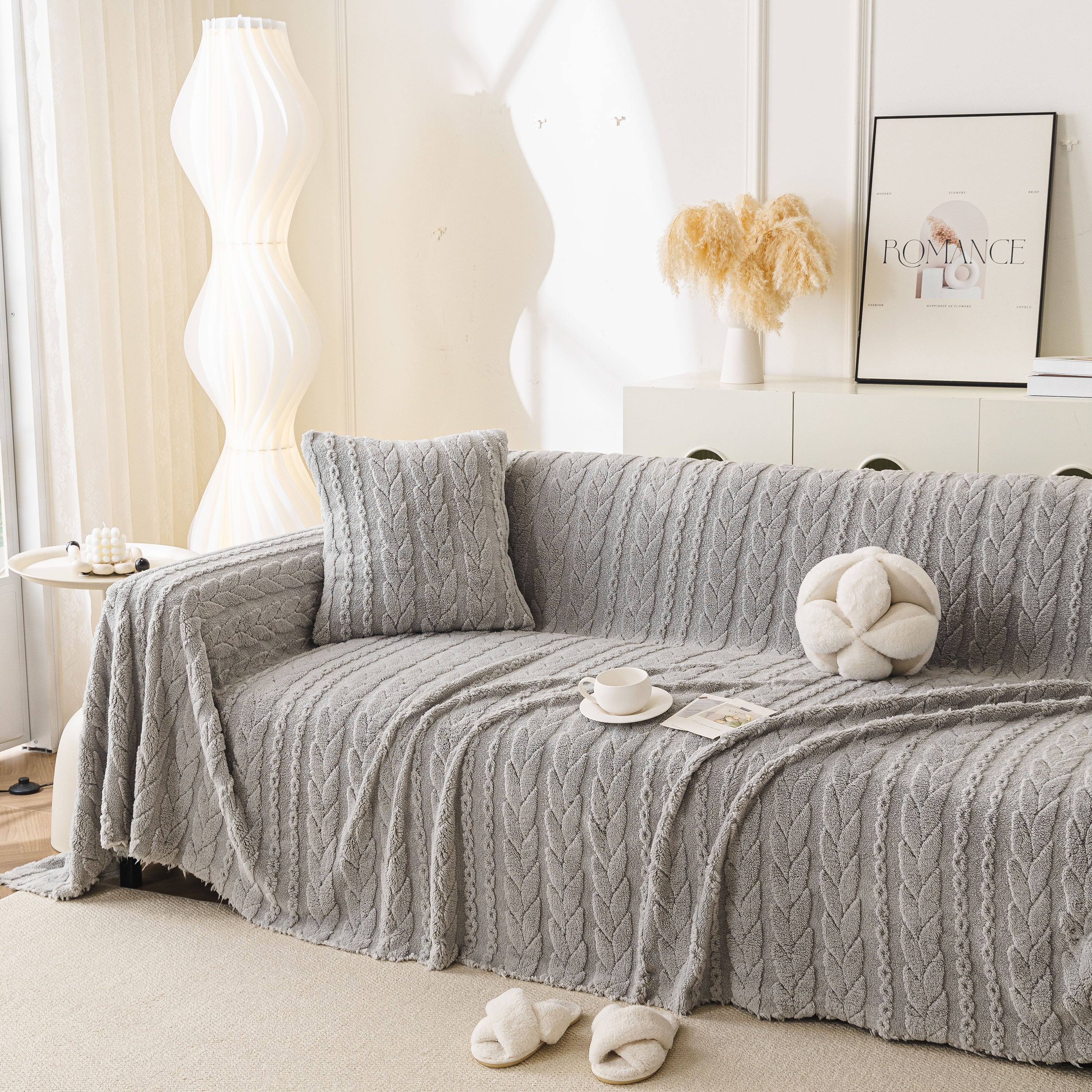 Thick Cozy 3D Cable Sofa Throw Cover, Plush Jacquard Warm Fleece Throw Blanket - Image 19