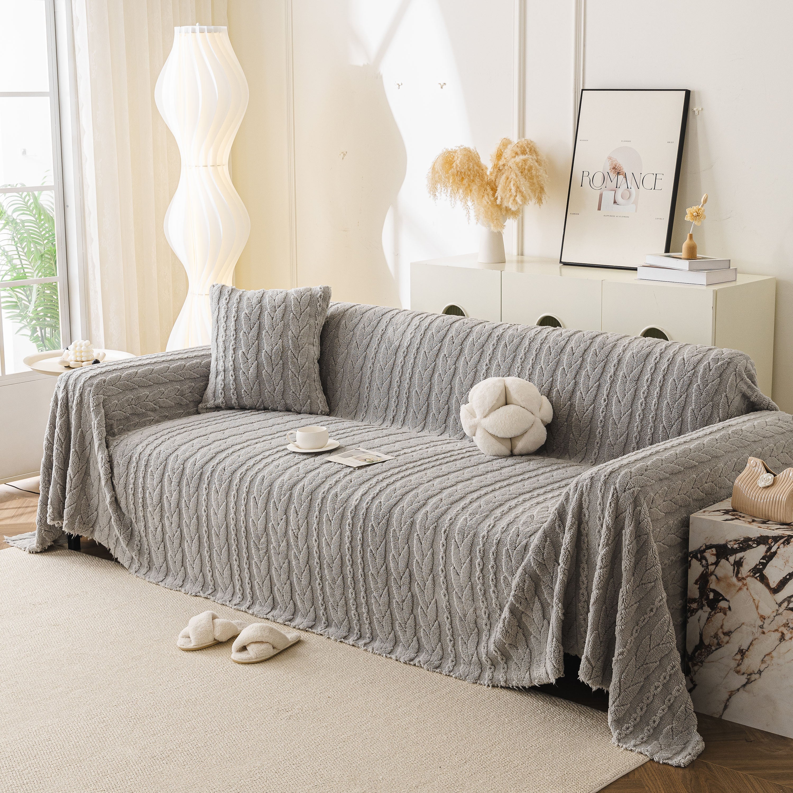 Thick Cozy 3D Cable Sofa Throw Cover, Plush Jacquard Warm Fleece Throw Blanket - Image 22