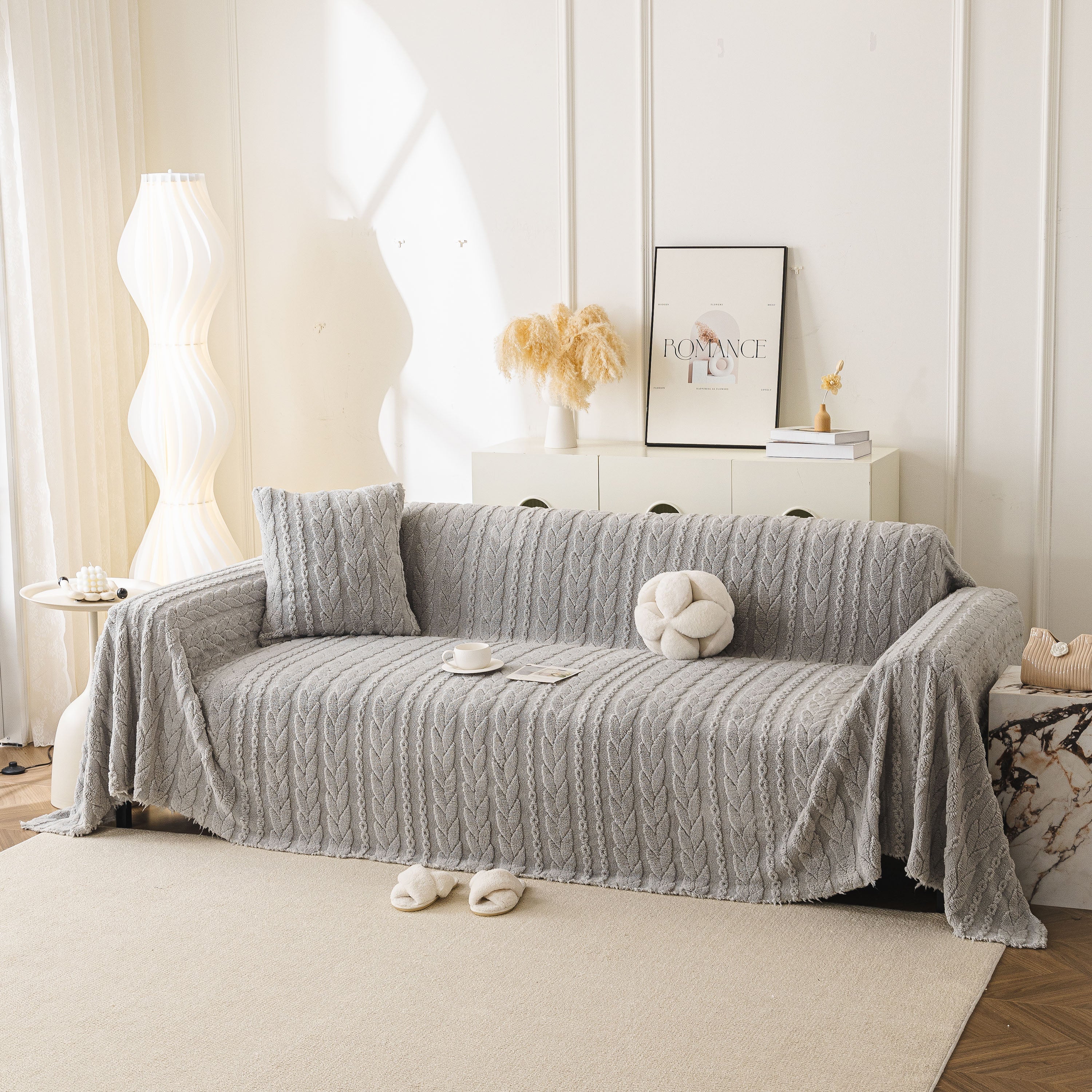 Thick Cozy 3D Cable Sofa Throw Cover, Plush Jacquard Warm Fleece Throw Blanket - Image 24