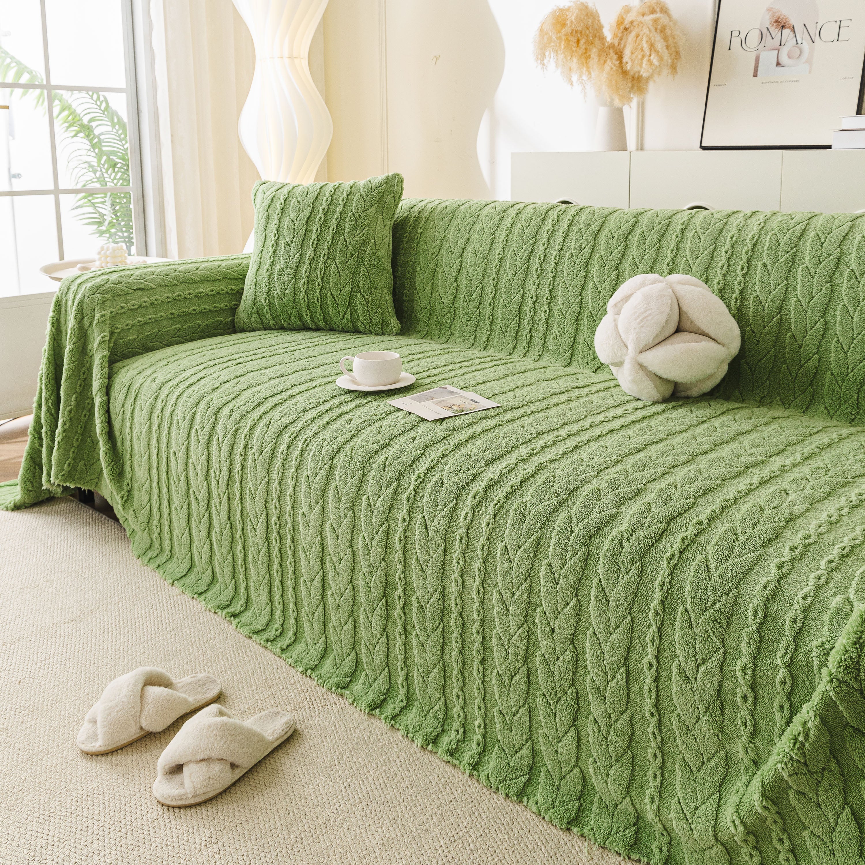 Thick Cozy 3D Cable Sofa Throw Cover, Plush Jacquard Warm Fleece Throw Blanket - Image 25