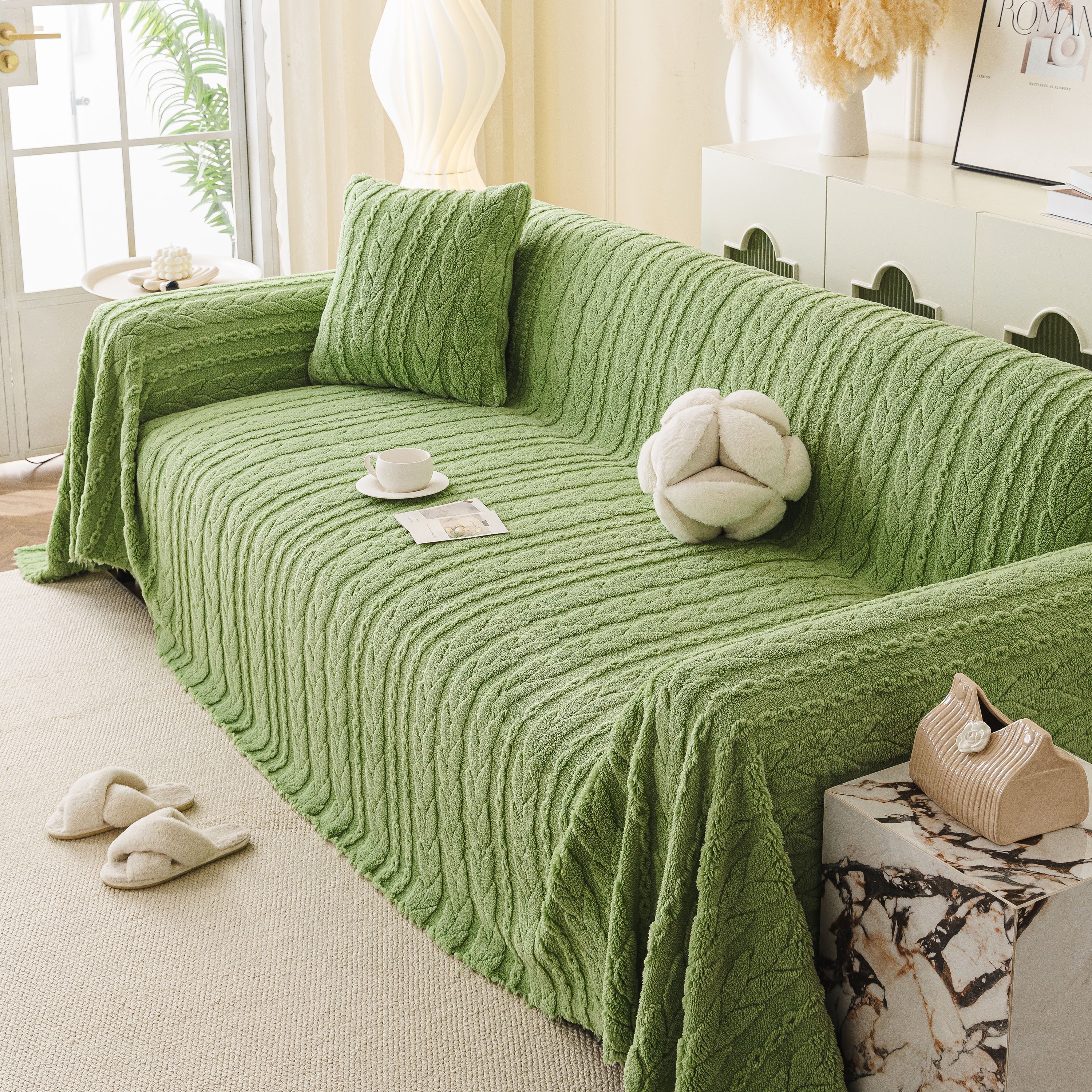 Thick Cozy 3D Cable Sofa Throw Cover, Plush Jacquard Warm Fleece Throw Blanket - Image 29