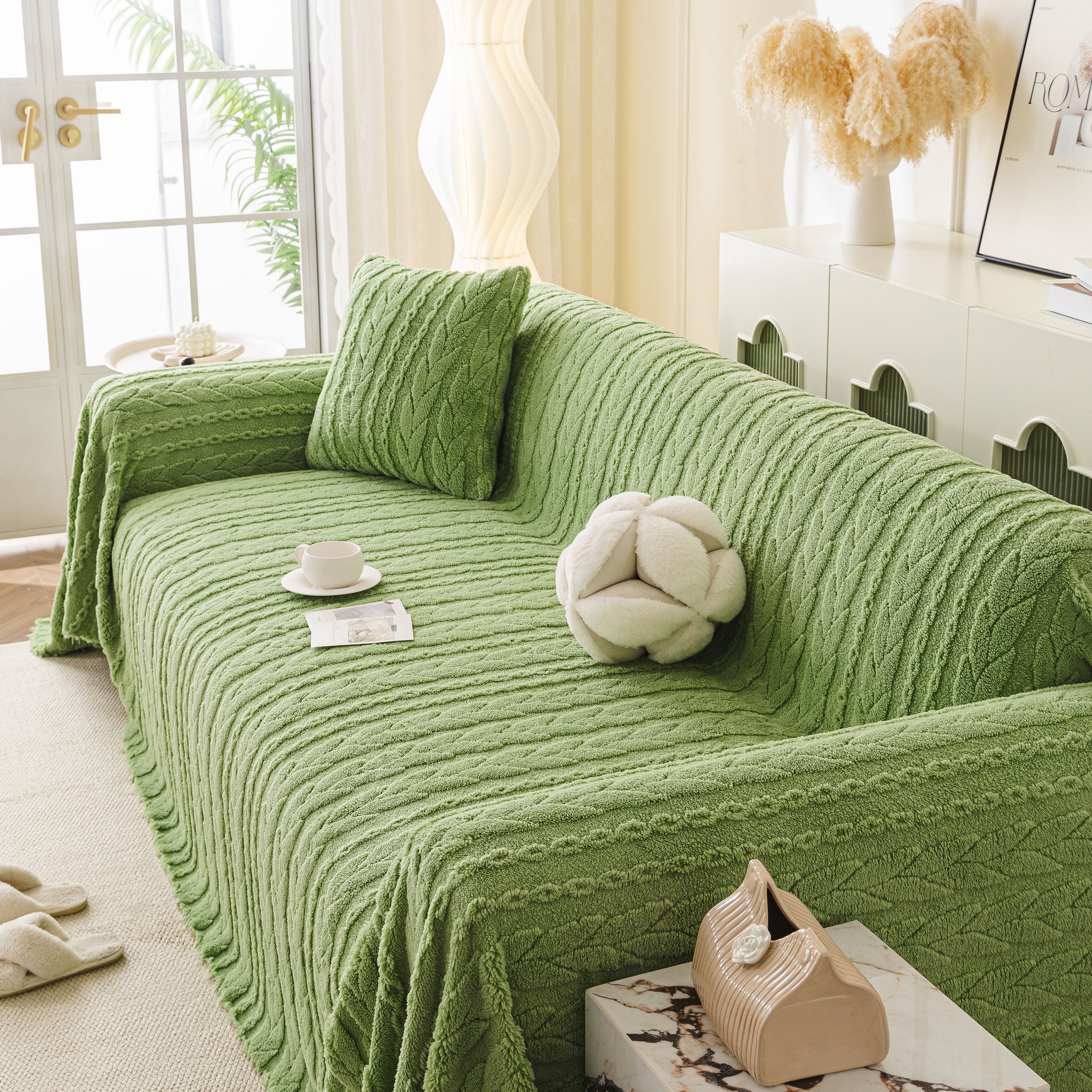 Thick Cozy 3D Cable Sofa Throw Cover, Plush Jacquard Warm Fleece Throw Blanket - Image 30