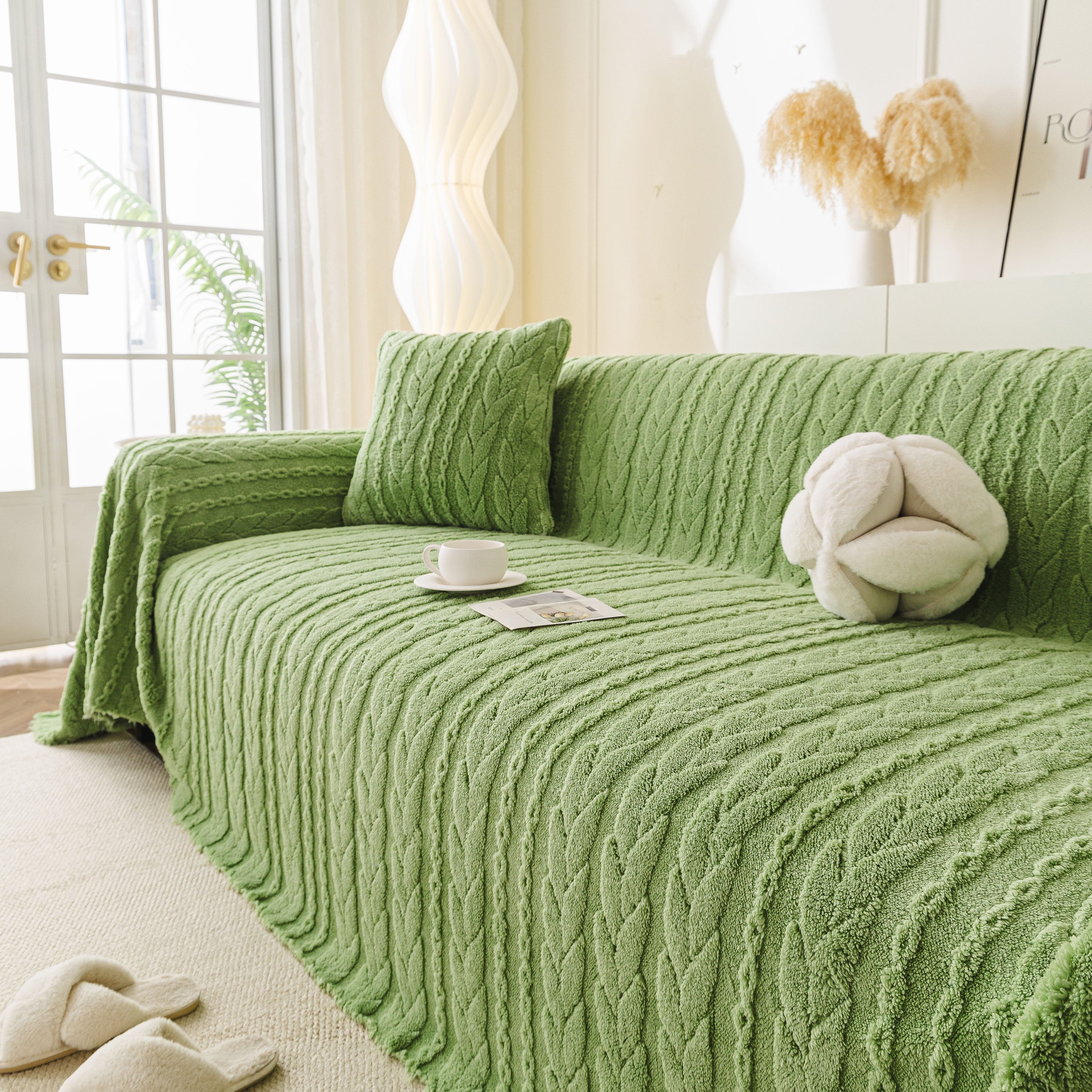 Thick Cozy 3D Cable Sofa Throw Cover, Plush Jacquard Warm Fleece Throw Blanket - Image 32