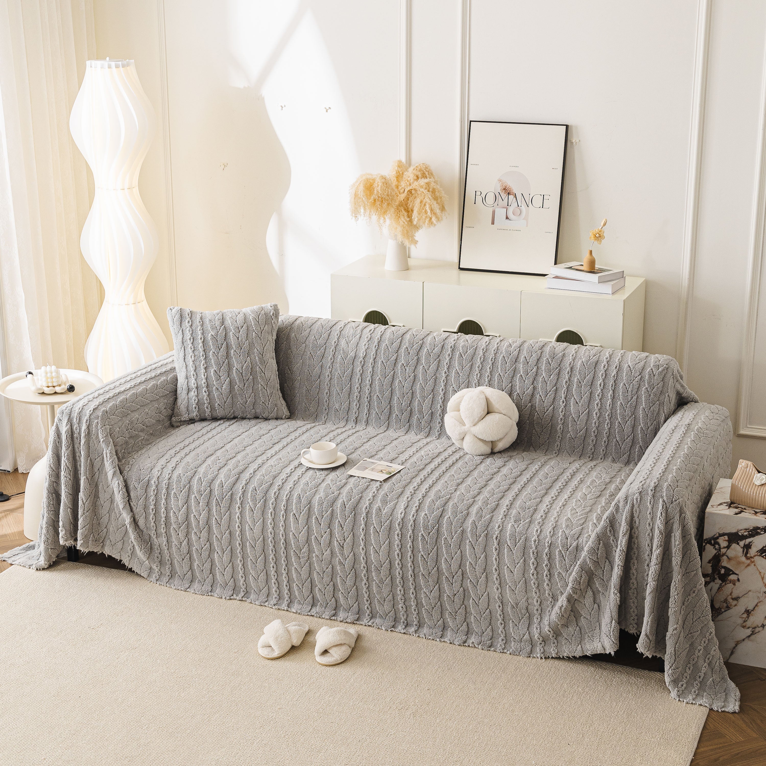 Thick Cozy 3D Cable Sofa Throw Cover, Plush Jacquard Warm Fleece Throw Blanket - Image 4