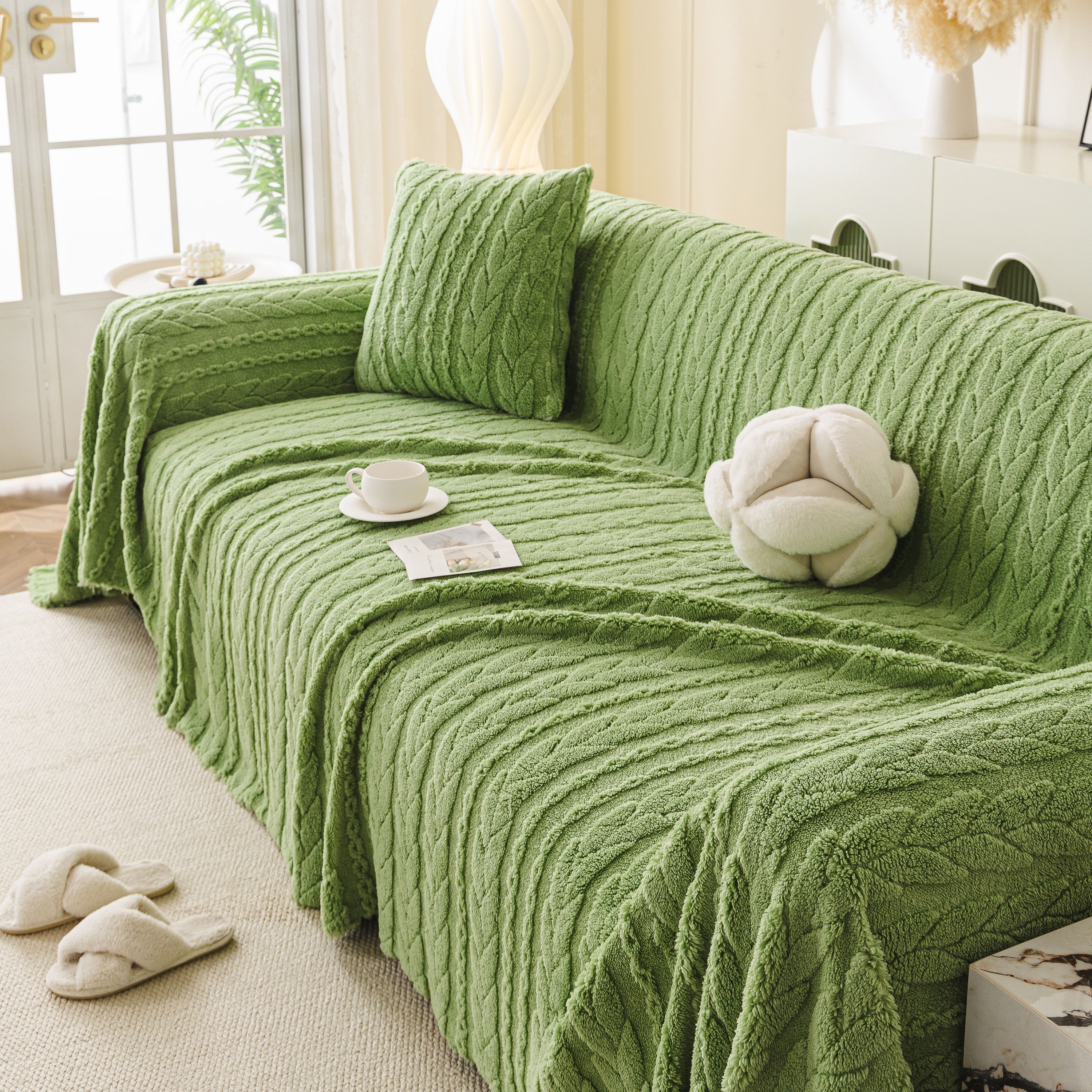 Thick Cozy 3D Cable Sofa Throw Cover, Plush Jacquard Warm Fleece Throw Blanket - Image 41