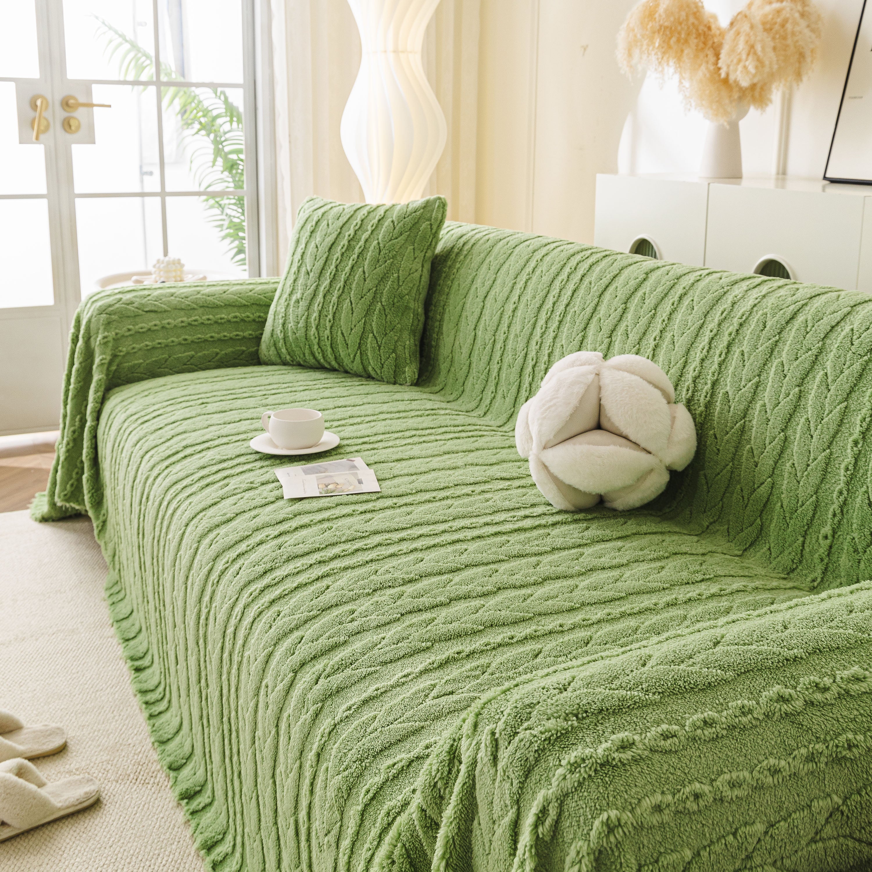 Thick Cozy 3D Cable Sofa Throw Cover, Plush Jacquard Warm Fleece Throw Blanket - Image 44