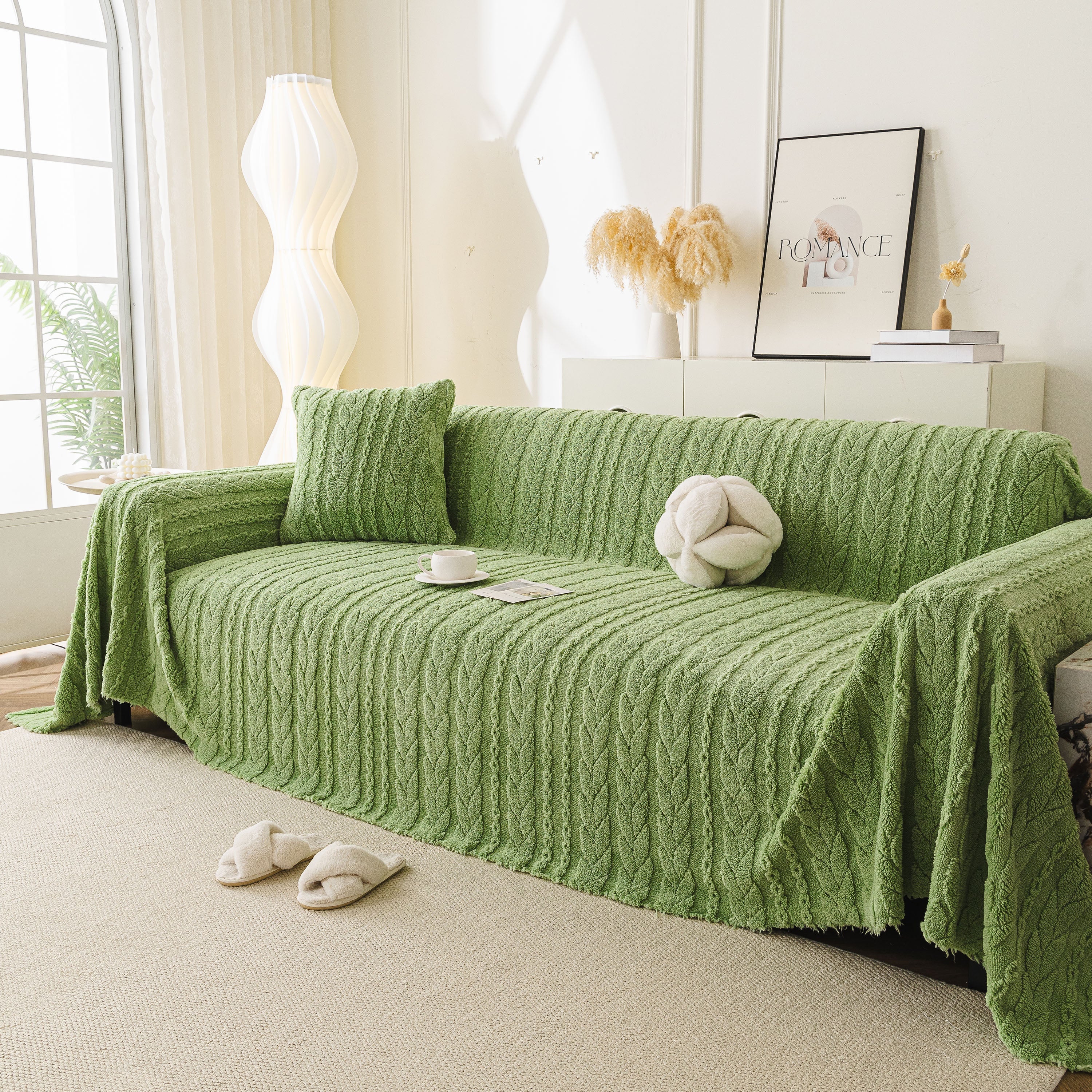 Thick Cozy 3D Cable Sofa Throw Cover, Plush Jacquard Warm Fleece Throw Blanket - Image 45