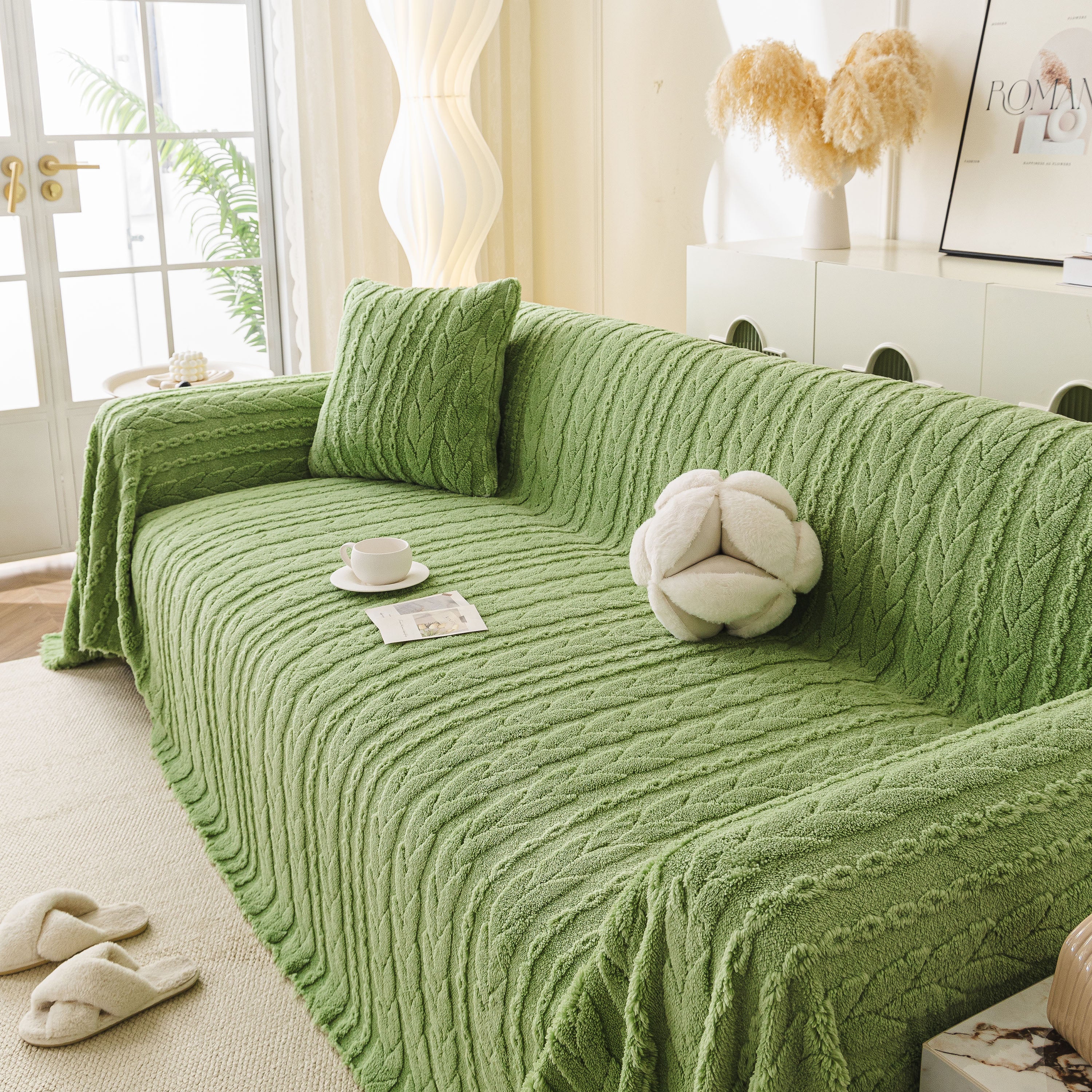 Thick Cozy 3D Cable Sofa Throw Cover, Plush Jacquard Warm Fleece Throw Blanket - Image 46