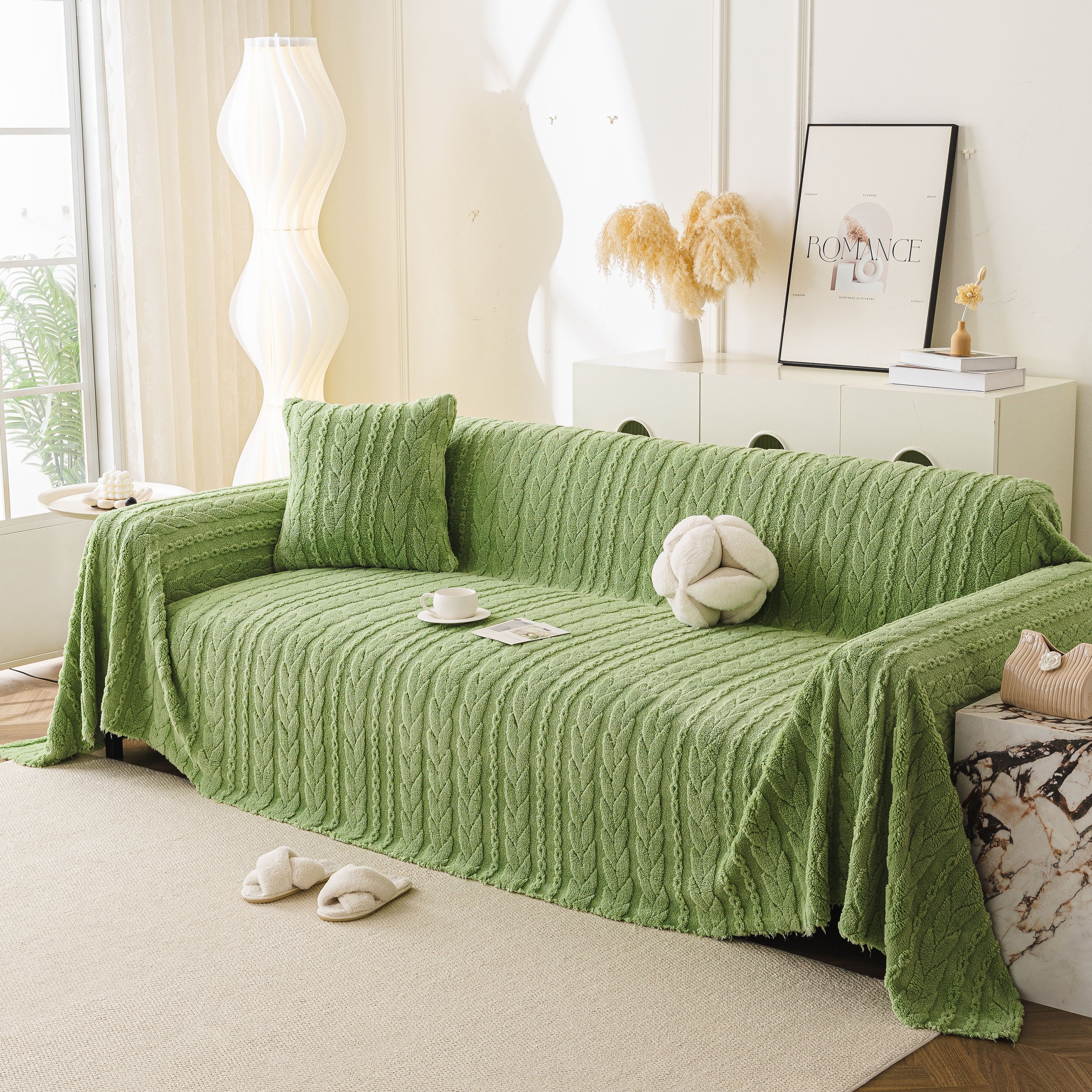 Thick Cozy 3D Cable Sofa Throw Cover, Plush Jacquard Warm Fleece Throw Blanket - Image 47