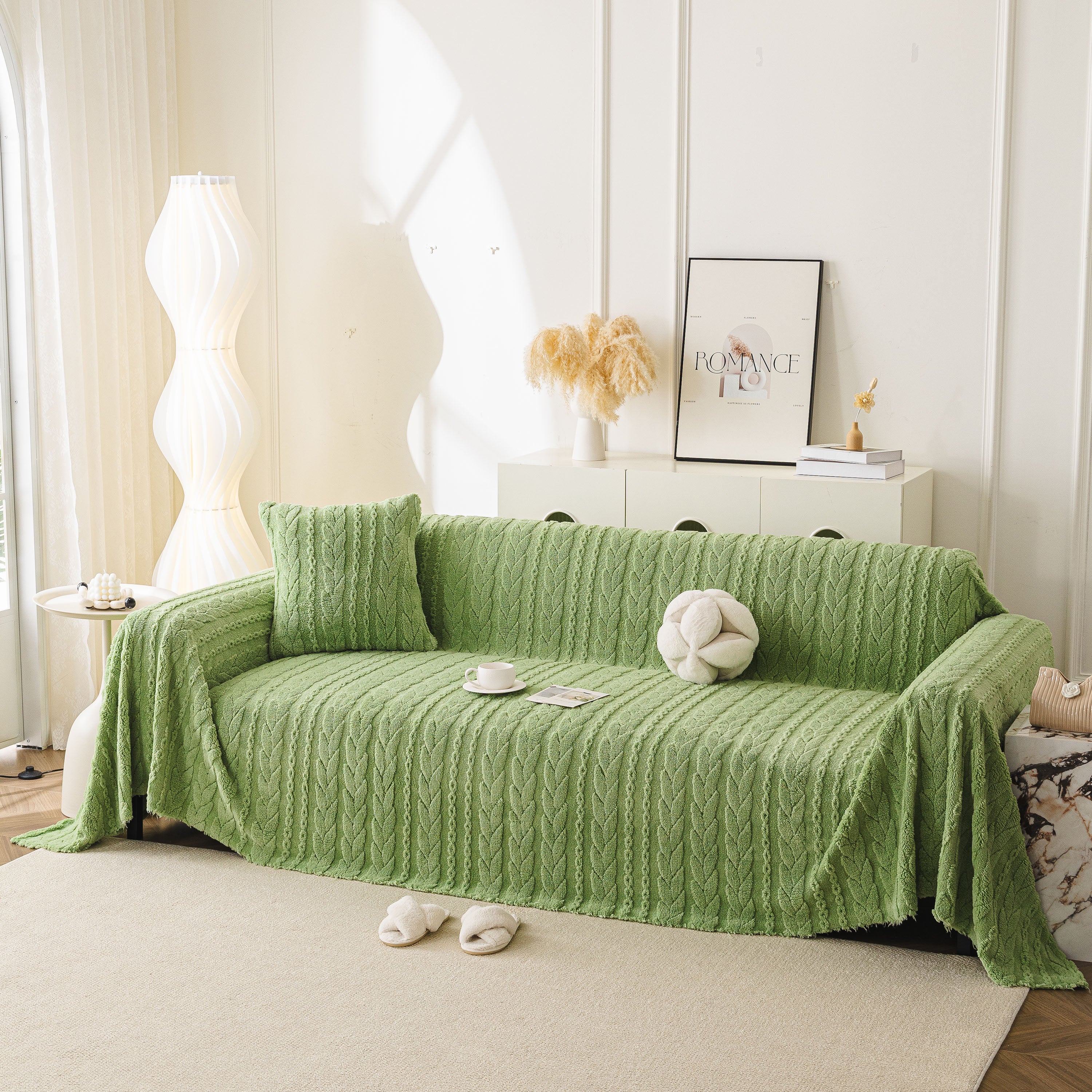 Thick Cozy 3D Cable Sofa Throw Cover, Plush Jacquard Warm Fleece Throw Blanket - Image 48