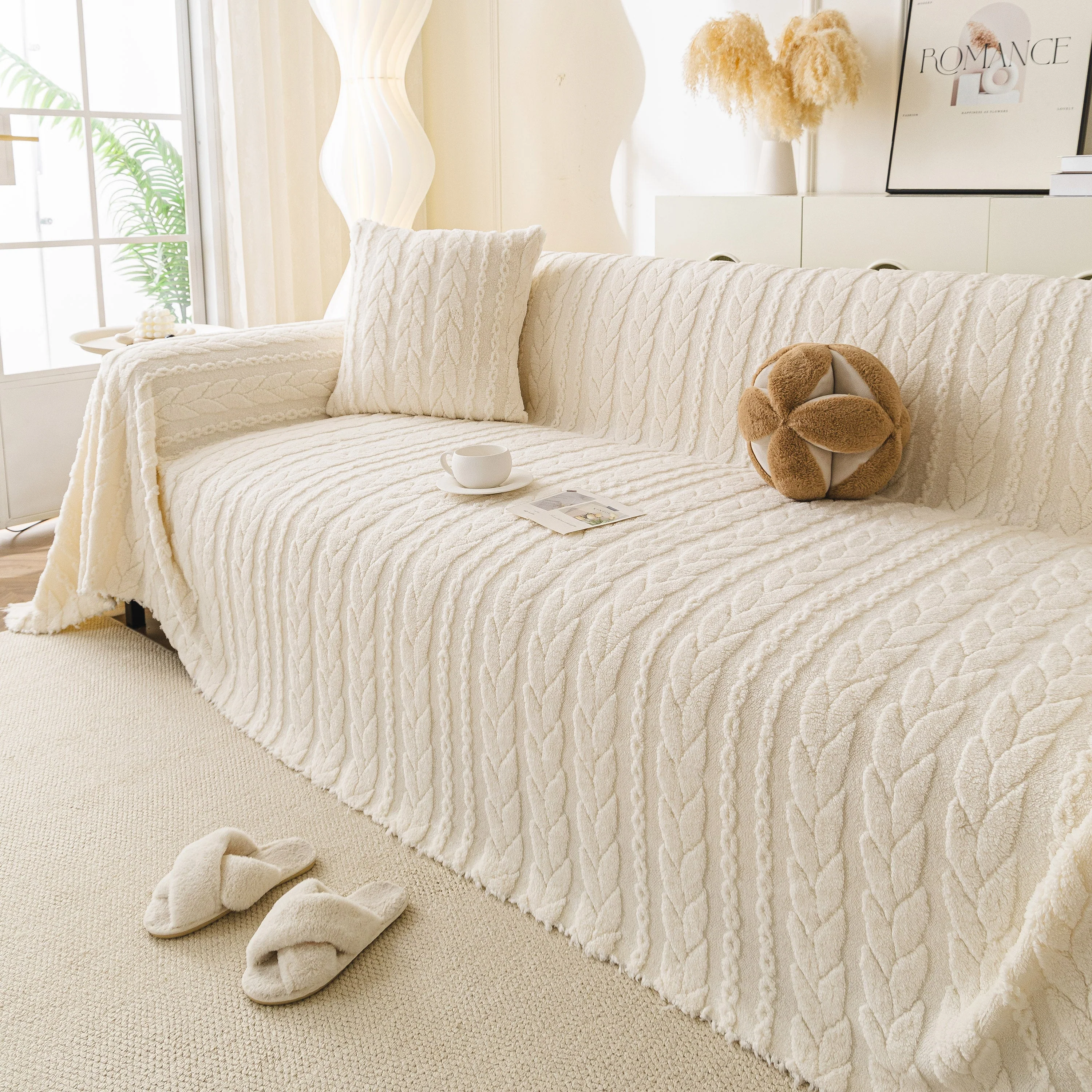 Thick Cozy 3D Cable Sofa Throw Cover, Plush Jacquard Warm Fleece Throw Blanket - Image 49