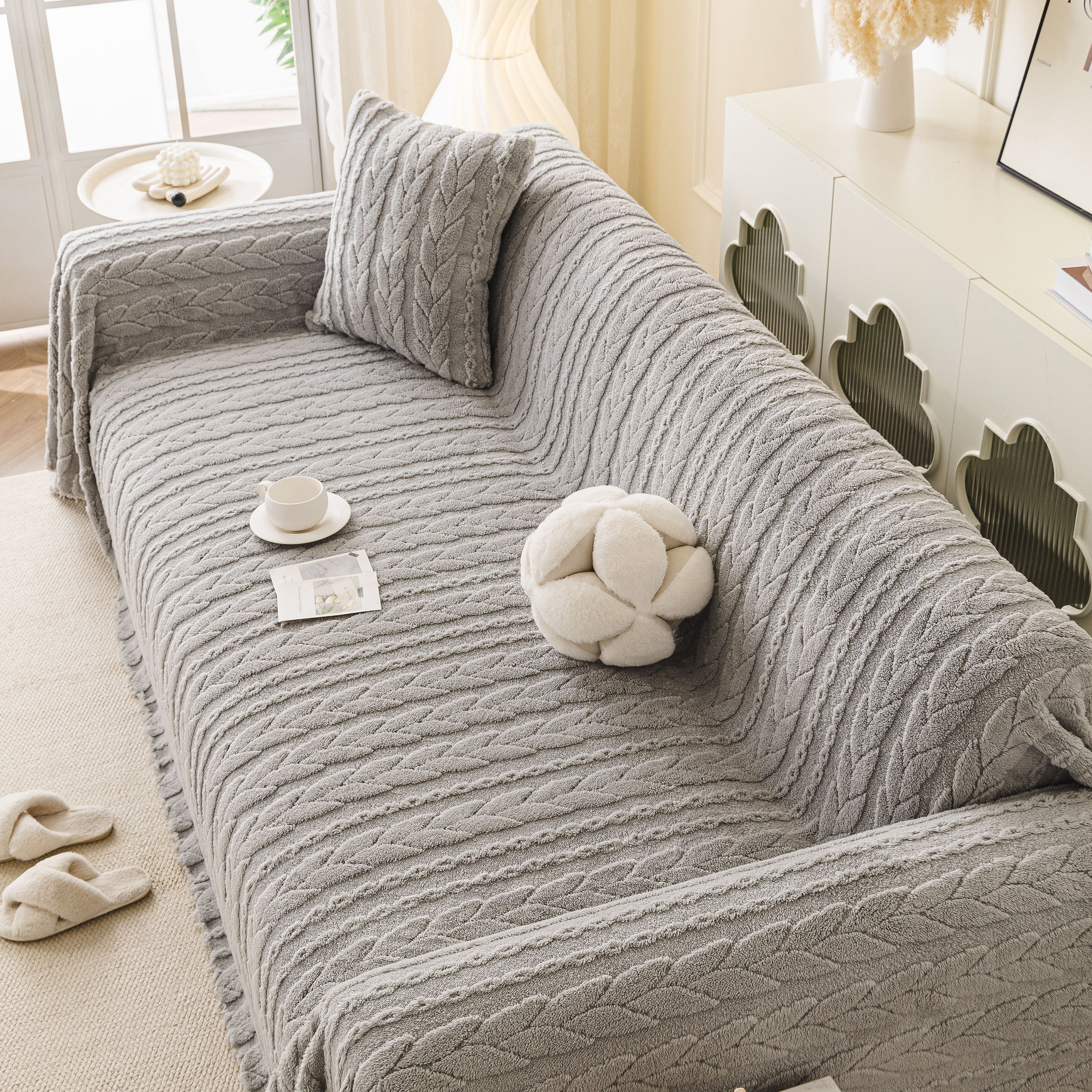 Thick Cozy 3D Cable Sofa Throw Cover, Plush Jacquard Warm Fleece Throw Blanket - Image 5