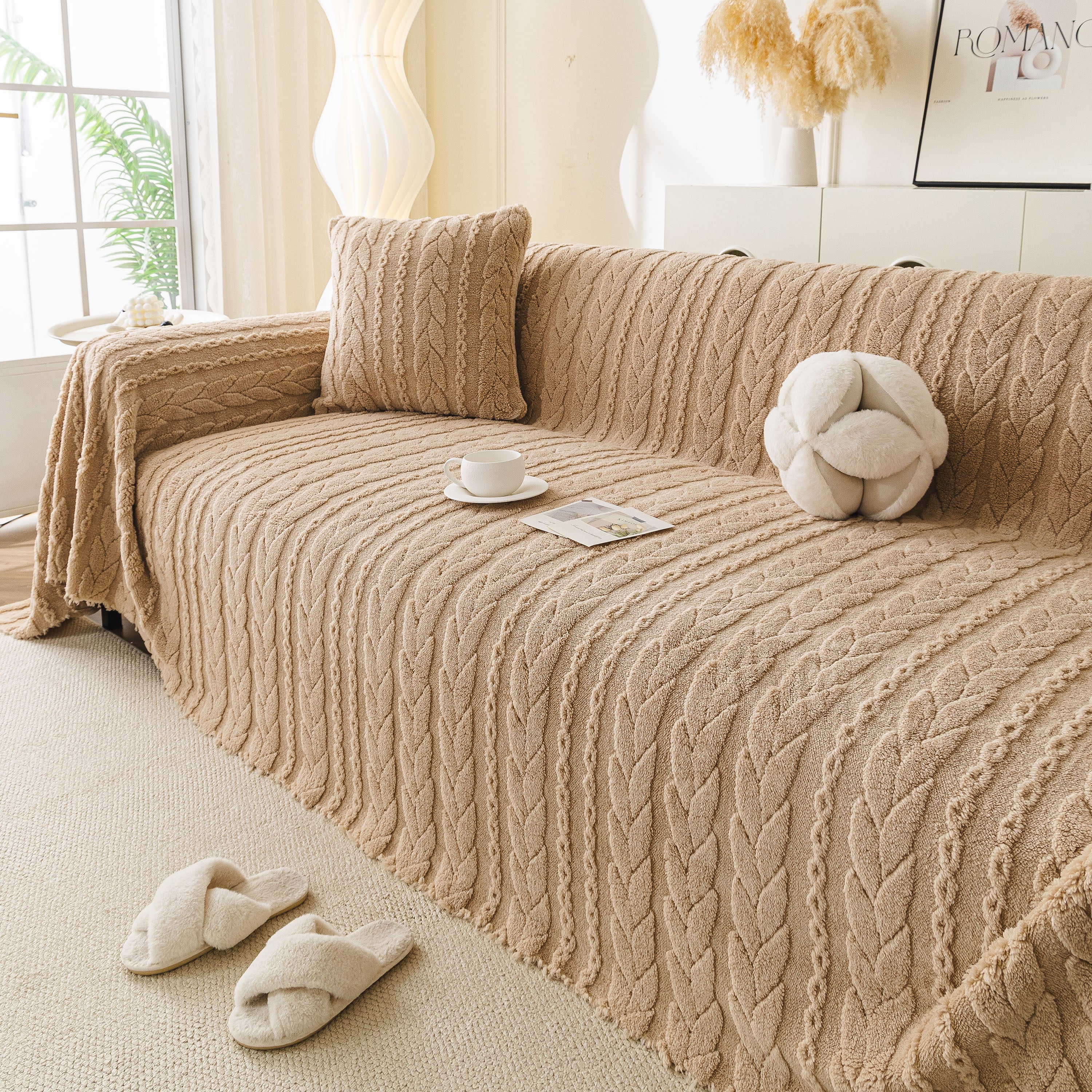 Thick Cozy 3D Cable Sofa Throw Cover, Plush Jacquard Warm Fleece Throw Blanket - Image 50