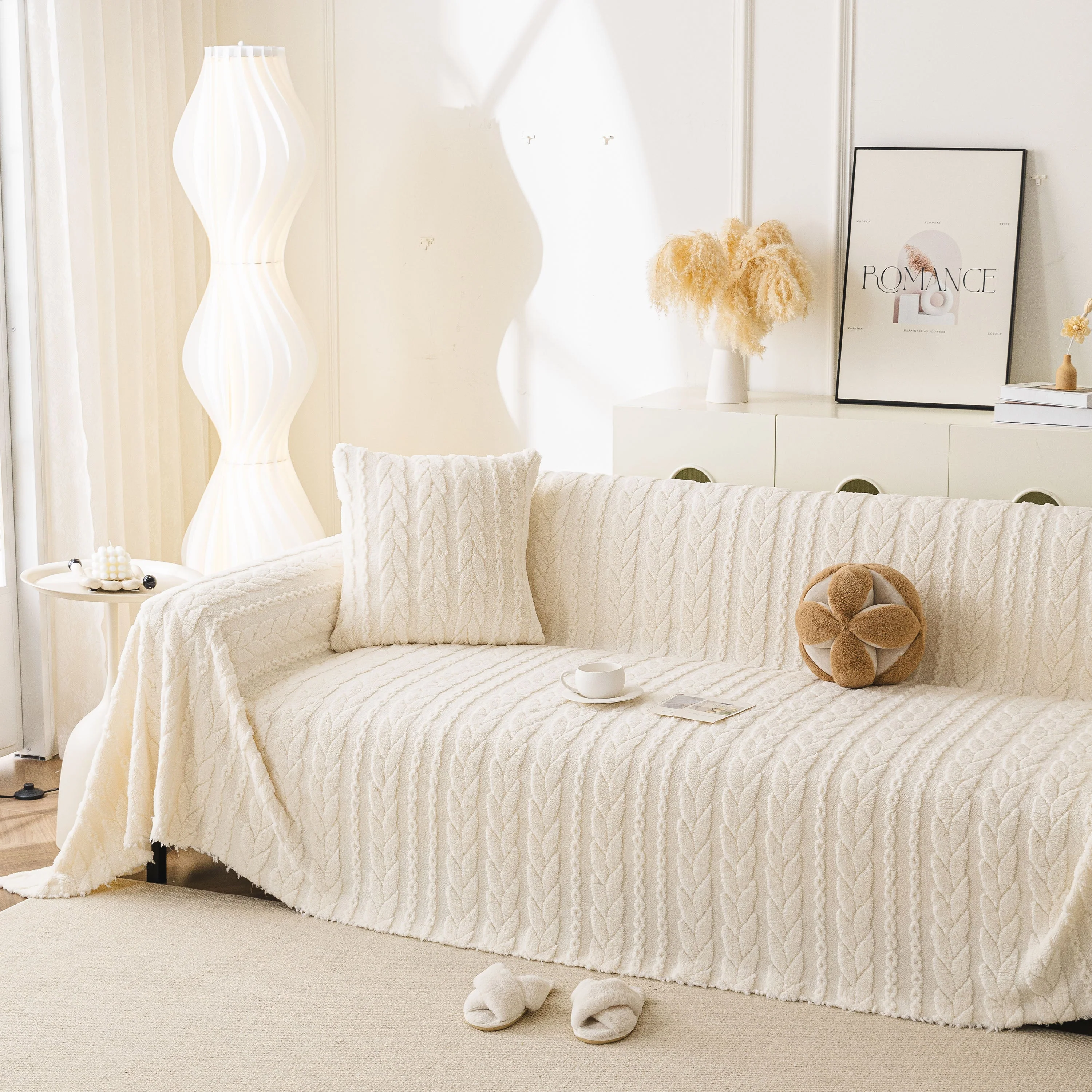 Thick Cozy 3D Cable Sofa Throw Cover, Plush Jacquard Warm Fleece Throw Blanket - Image 52