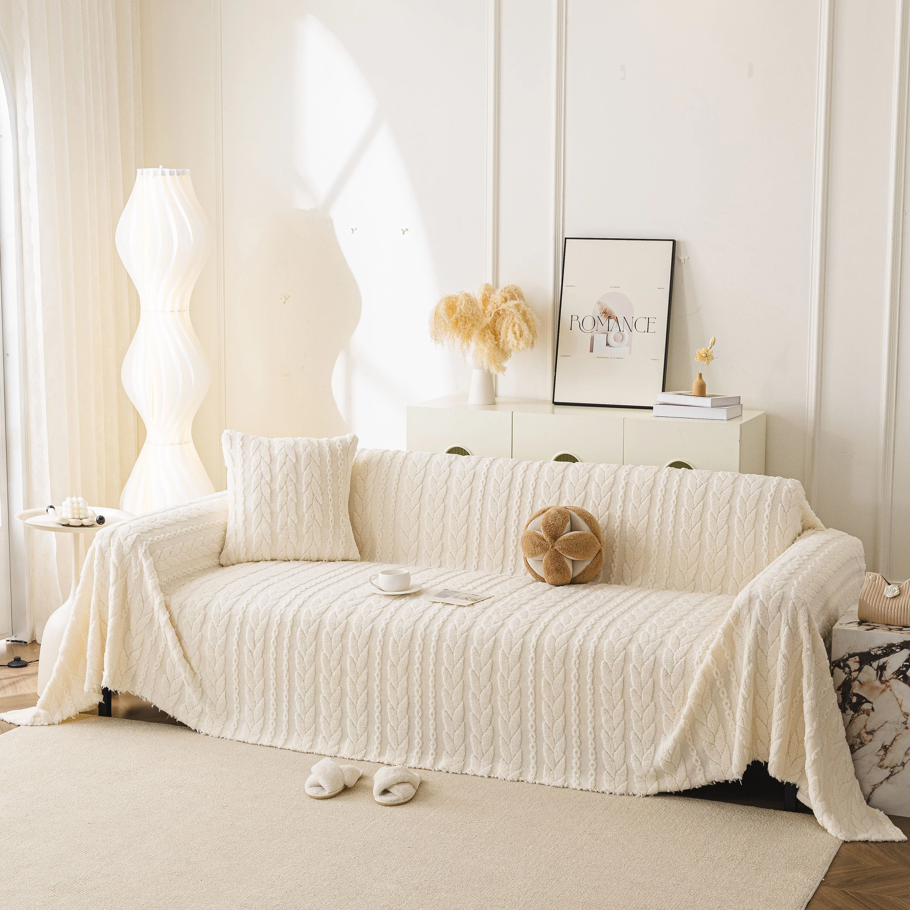 Thick Cozy 3D Cable Sofa Throw Cover, Plush Jacquard Warm Fleece Throw Blanket - Image 53
