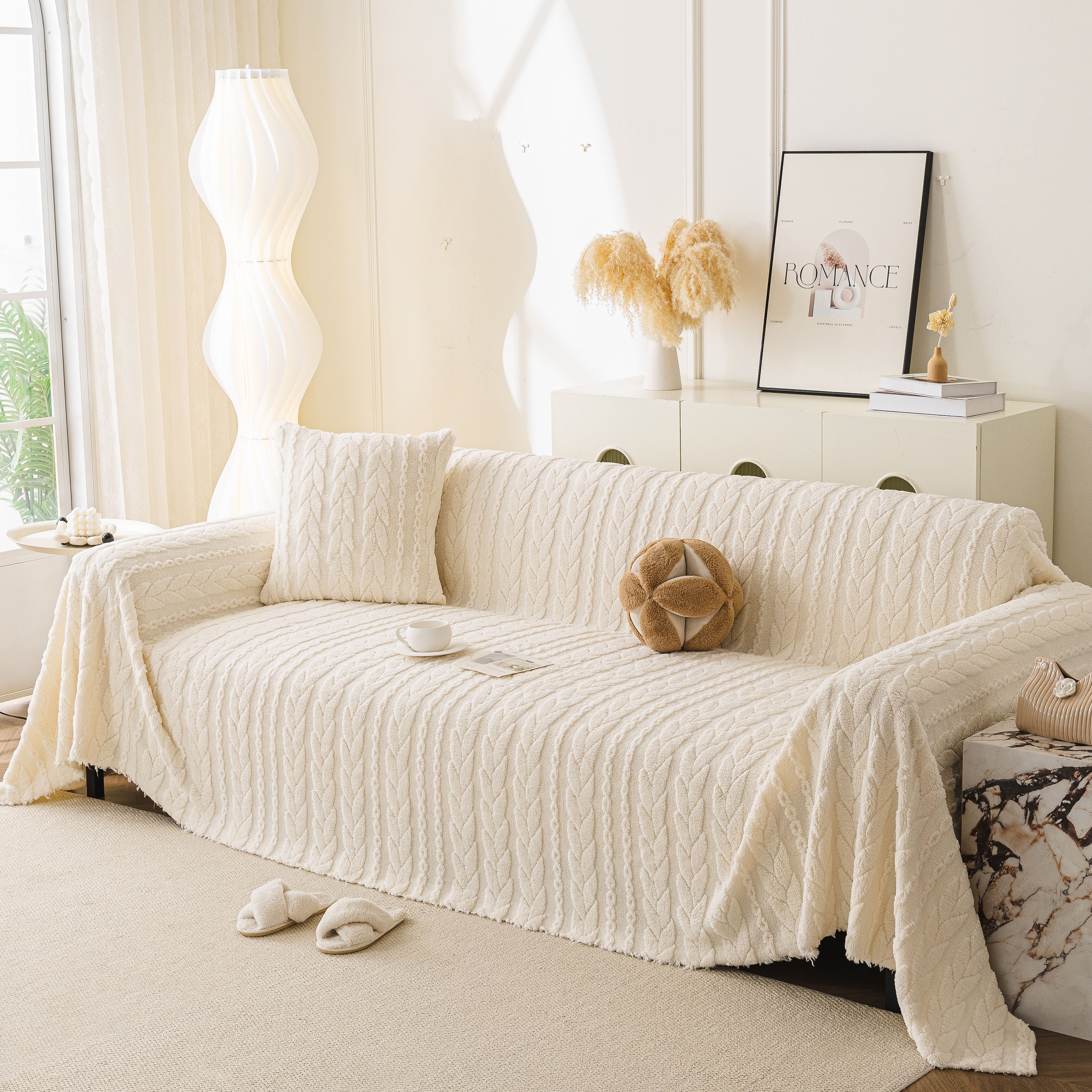 Thick Cozy 3D Cable Sofa Throw Cover, Plush Jacquard Warm Fleece Throw Blanket - Image 54