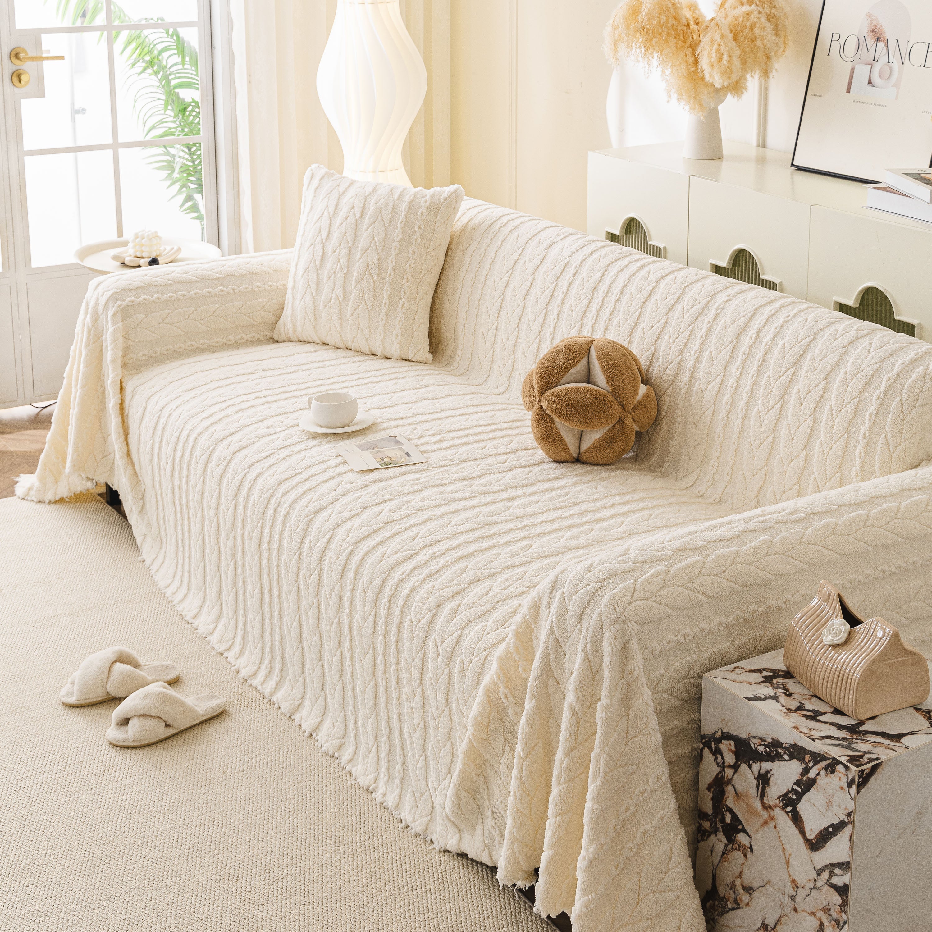 Thick Cozy 3D Cable Sofa Throw Cover, Plush Jacquard Warm Fleece Throw Blanket - Image 55
