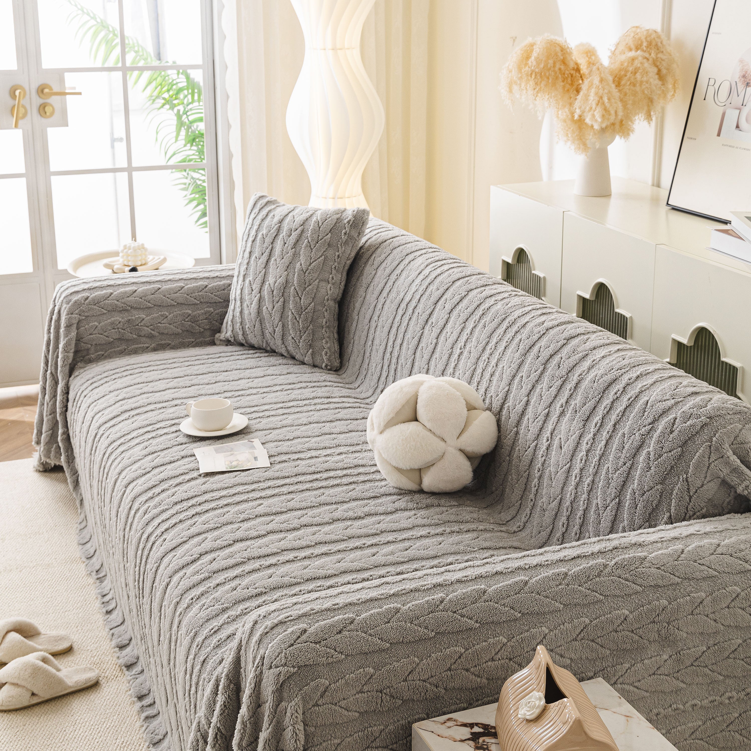 Thick Cozy 3D Cable Sofa Throw Cover, Plush Jacquard Warm Fleece Throw Blanket - Image 6