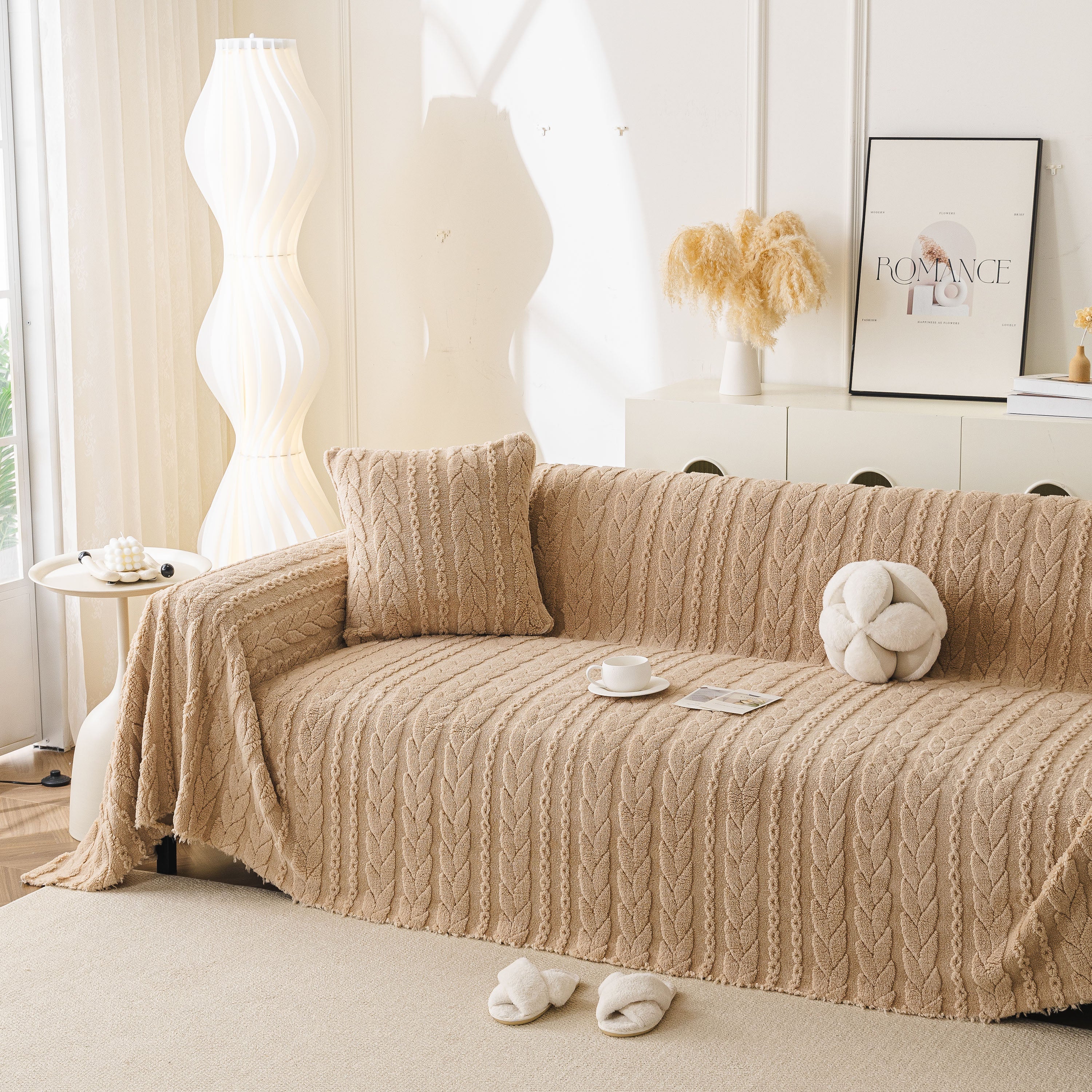 Thick Cozy 3D Cable Sofa Throw Cover, Plush Jacquard Warm Fleece Throw Blanket - Image 75