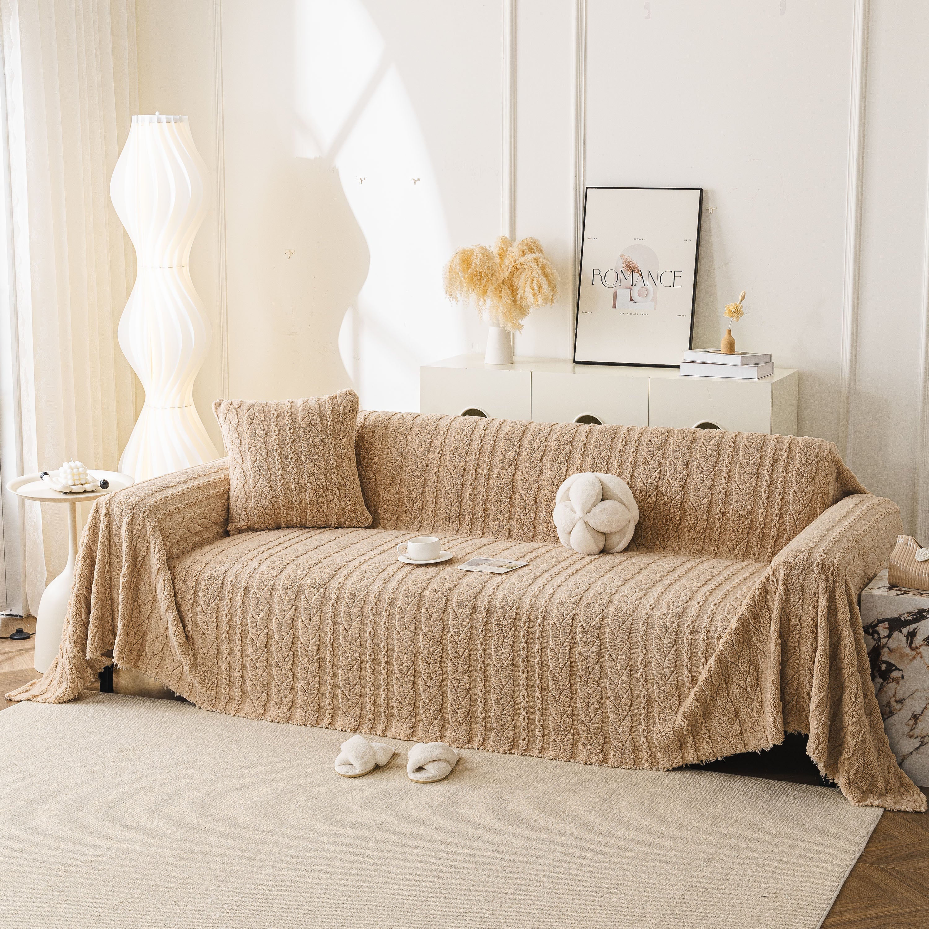 Thick Cozy 3D Cable Sofa Throw Cover, Plush Jacquard Warm Fleece Throw Blanket - Image 76