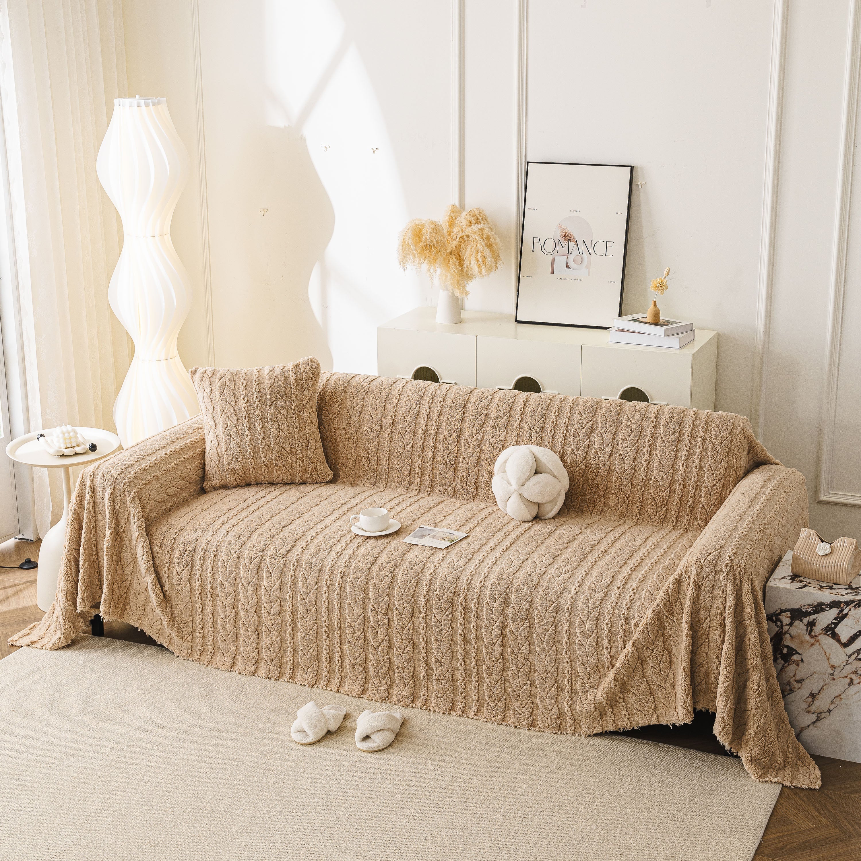 Thick Cozy 3D Cable Sofa Throw Cover, Plush Jacquard Warm Fleece Throw Blanket - Image 77